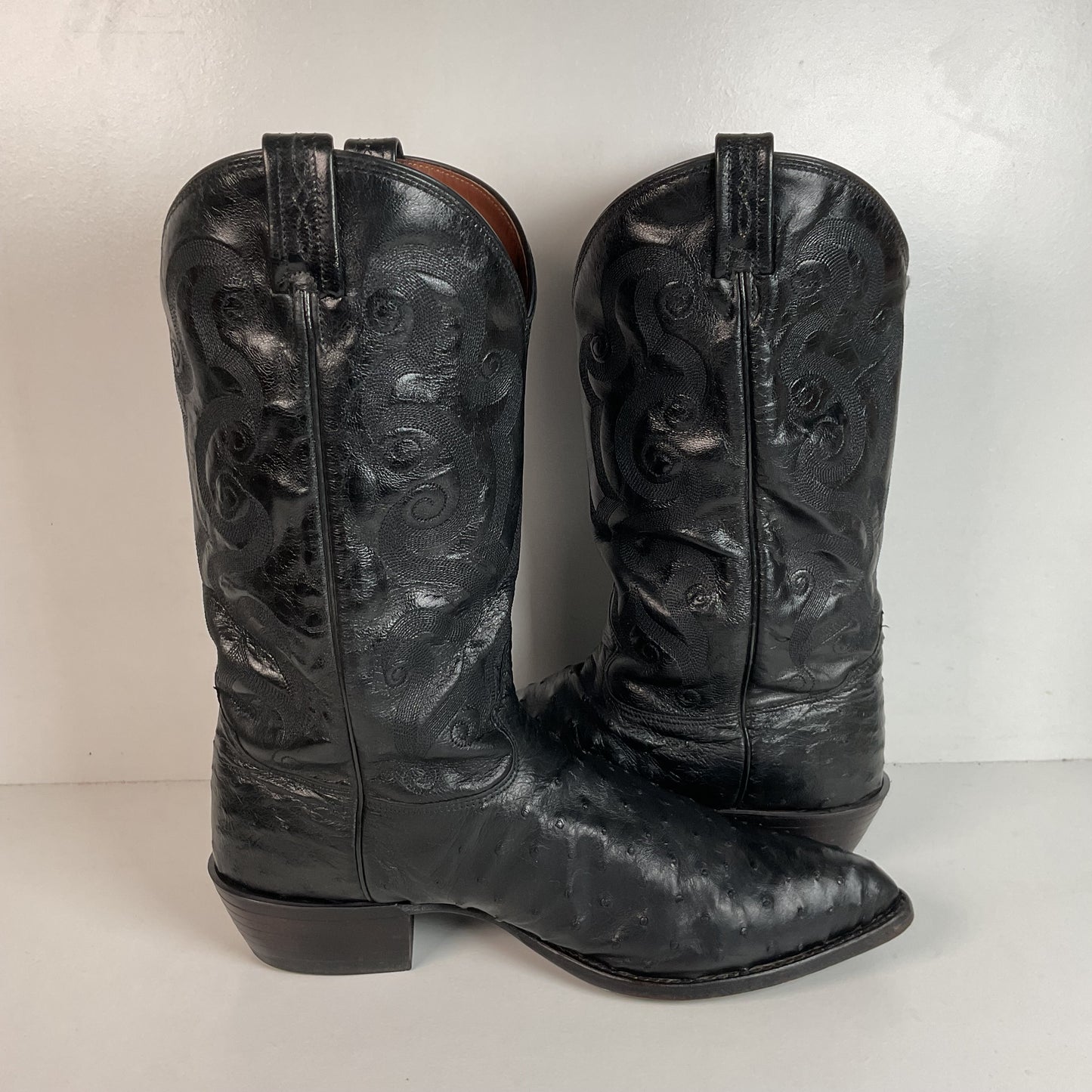 Tony Lama Full Ostrich Quill Cowboy Boots 13 D USA Made Exotic