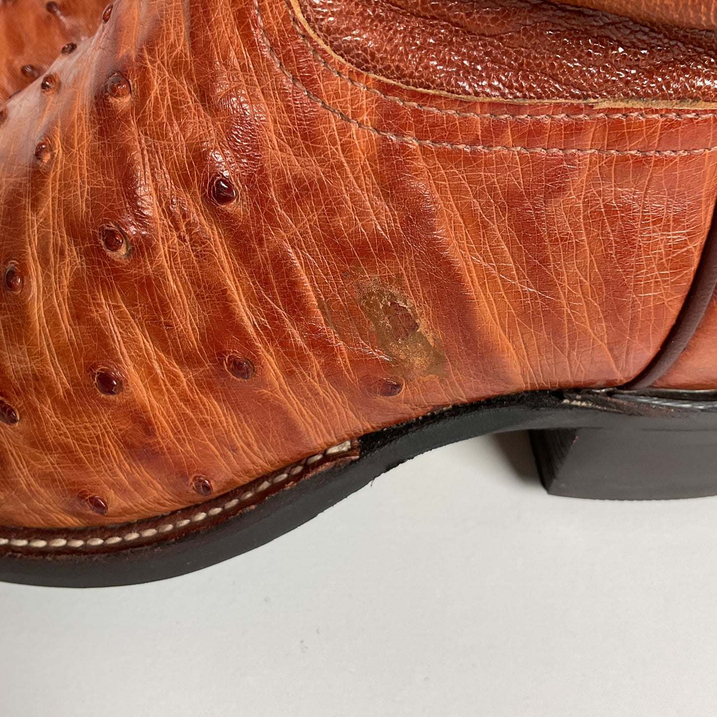 Tony Lama Exotic Full Quill Ostrich Cowboy Boots 8 EE Vibram Work Sole White Label