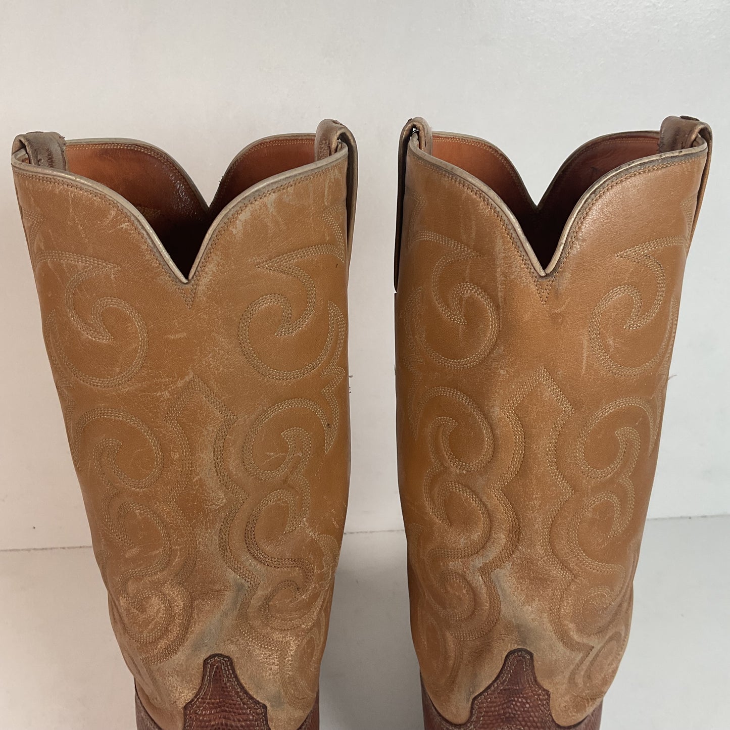Vintage Lucchese San Antonio Lizard Teju Cowboy Boots 9.5 B