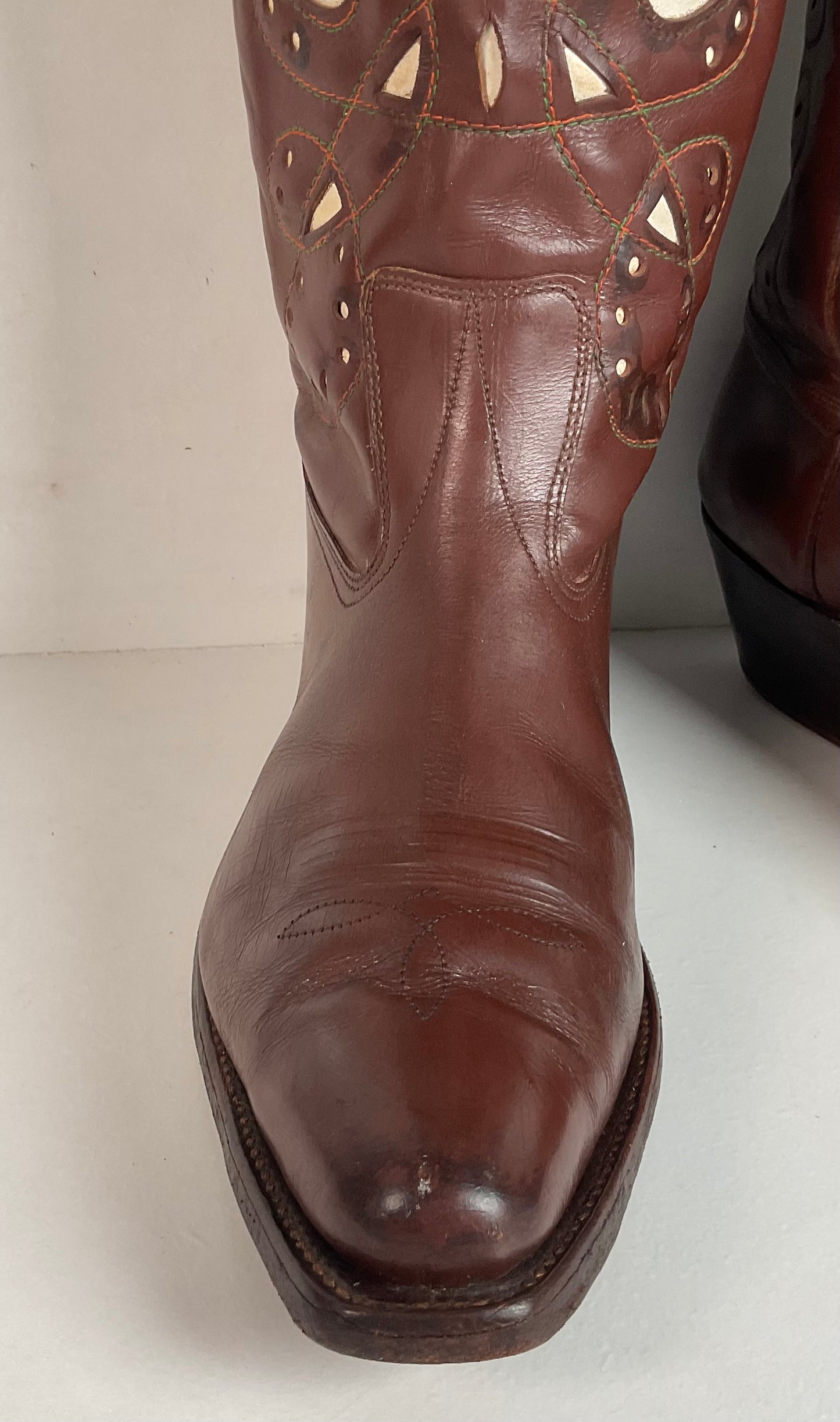 1940s Men’s Goding Pee Wee Cowboy Boots 10.5 D Butterfly Inlay