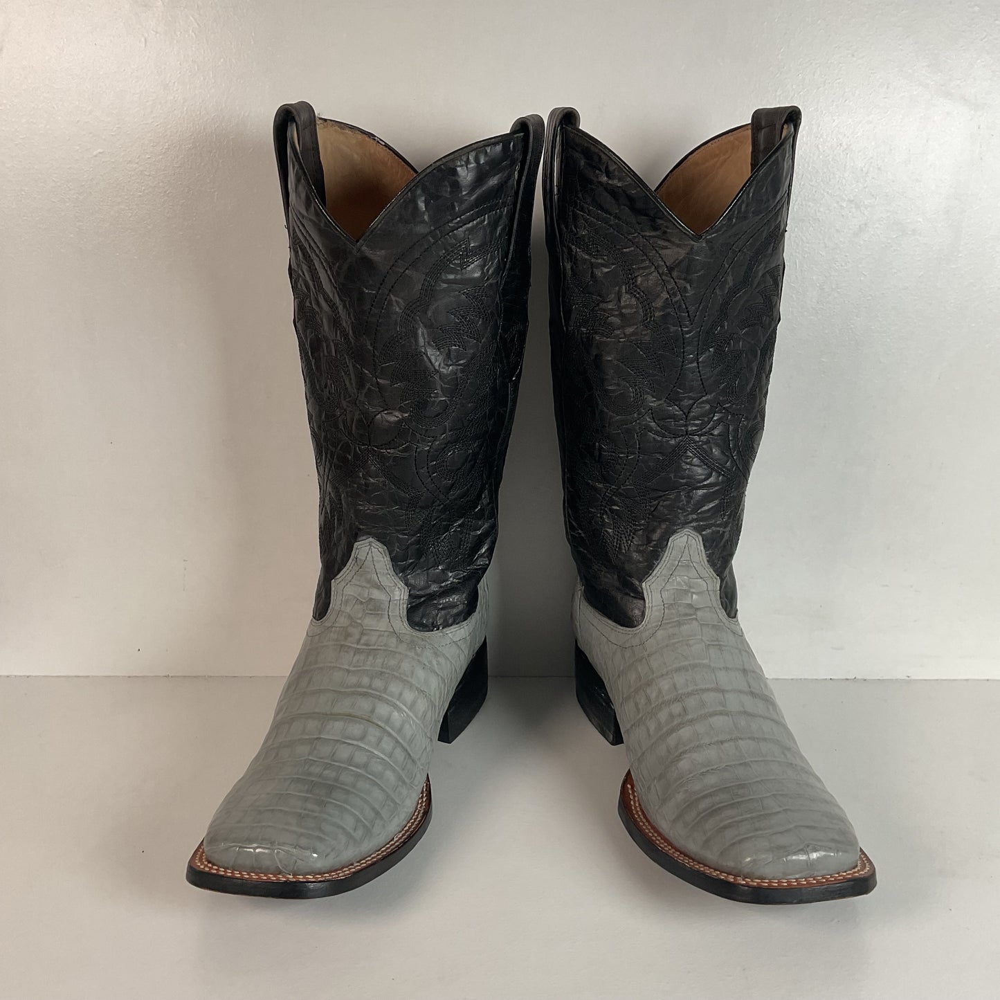 Los Altos Grey Caiman Crocodile Cowboy Boots 9 EE Exotic Belly Cut