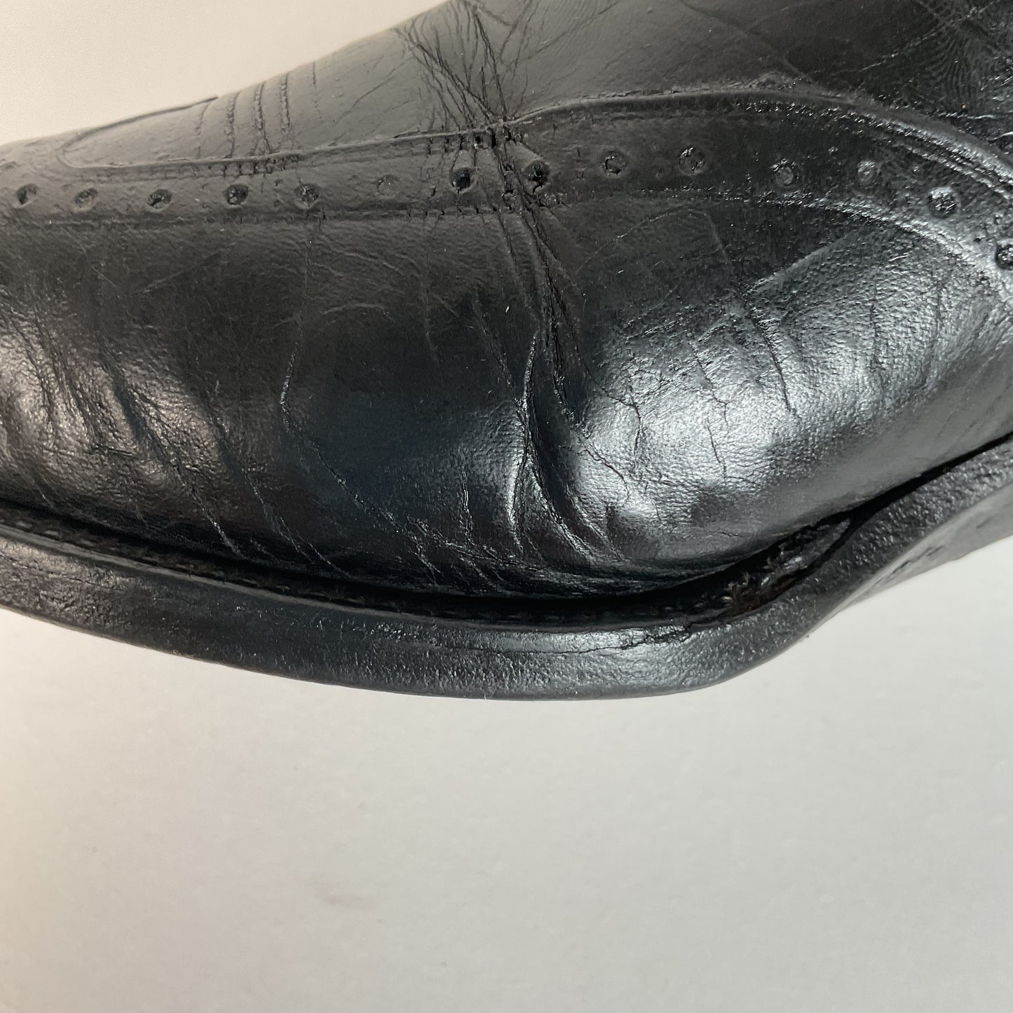 Vintage 1940s Brogue Wingtip Cowboy Boots 9.5-10 Leather Pull Tab Pee Wee