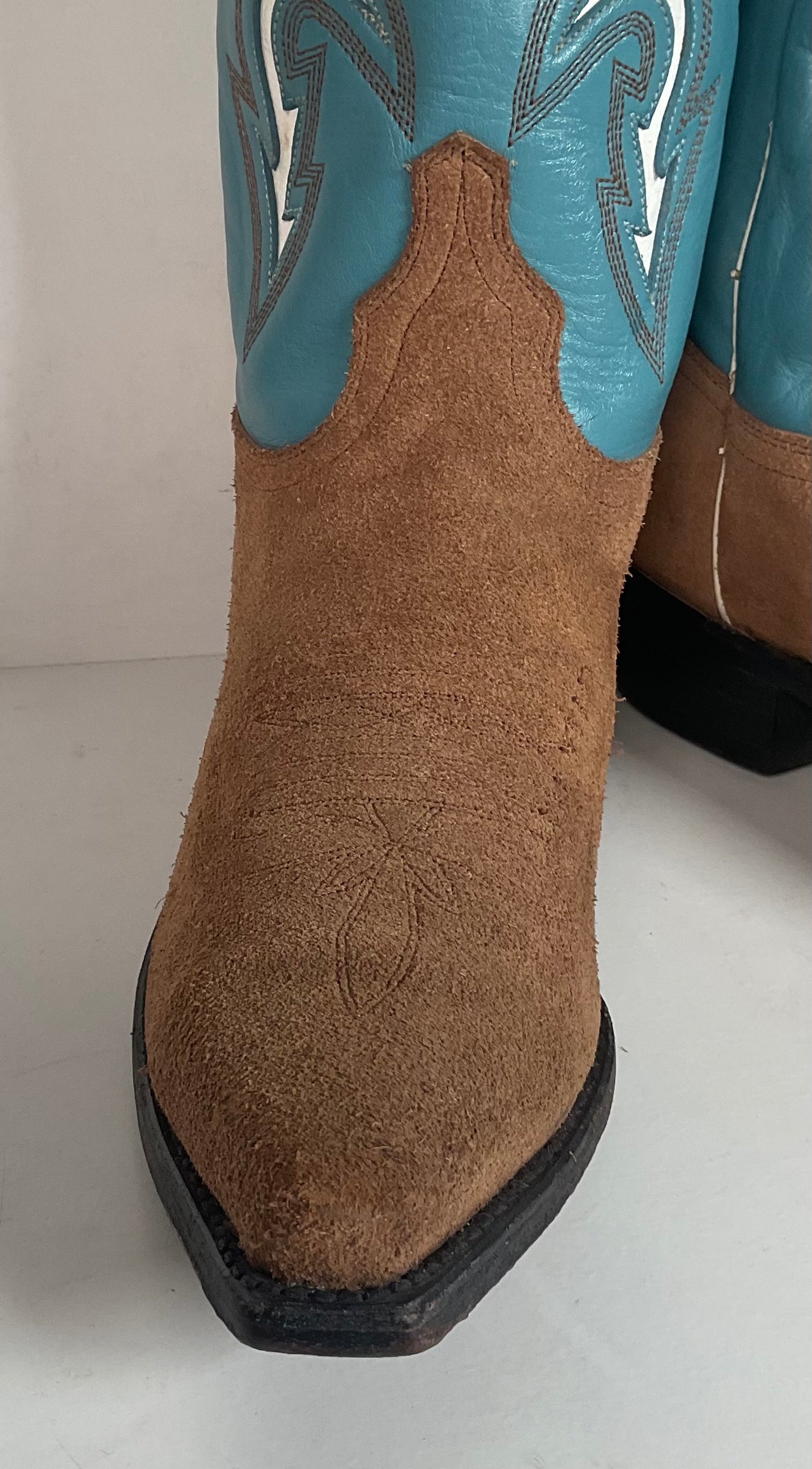 Dan Post Pee Wee Suede Cowgirl Boots 8 M Rough Out Suede