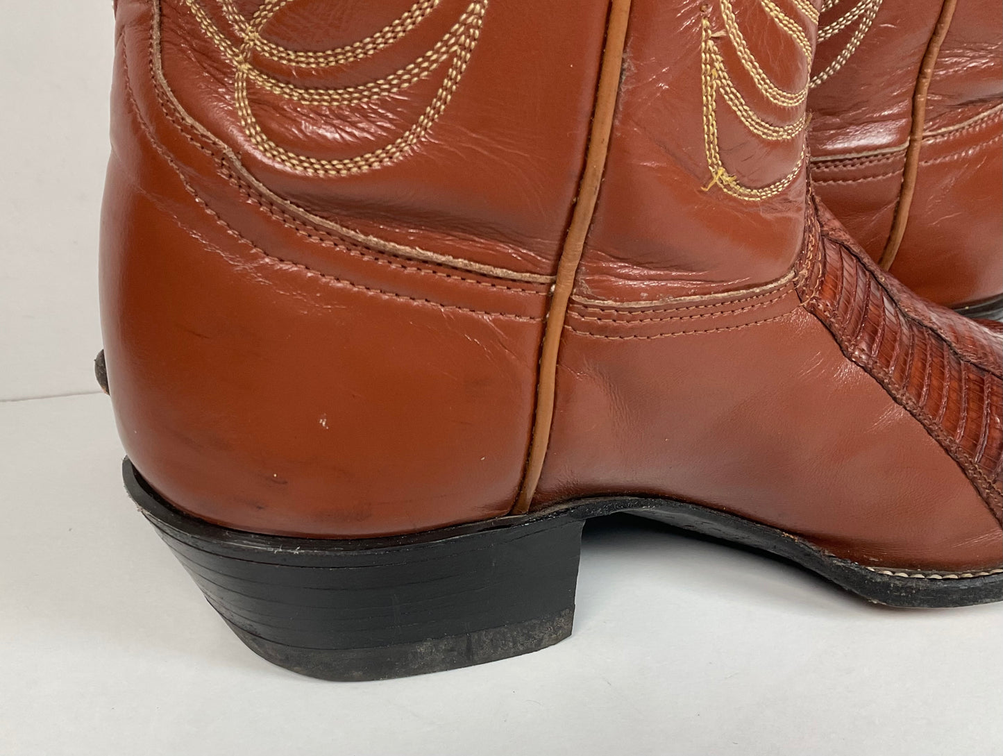 Vintage Tony Lama Gold Label Cowgirl Boots 7.5 C Lizard Vamp