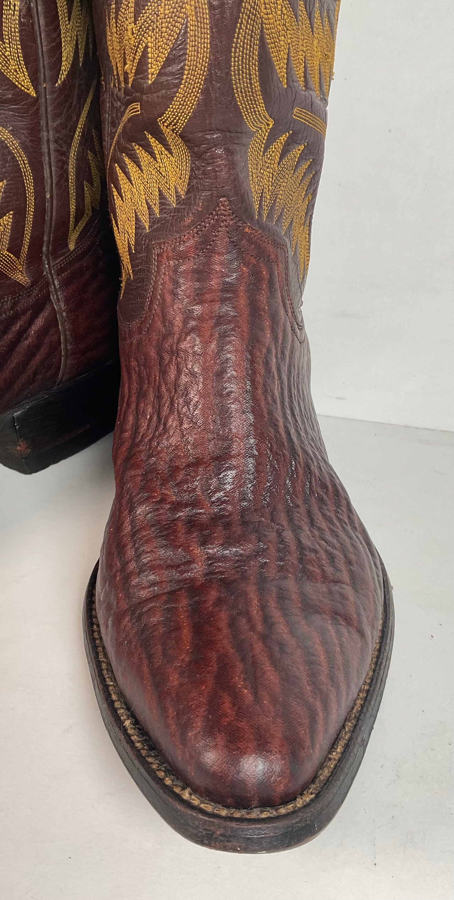 Vintage 1960s Stove Pipe Cowboy Boots 9-9.5 Exotic Shark Skin Custom Made