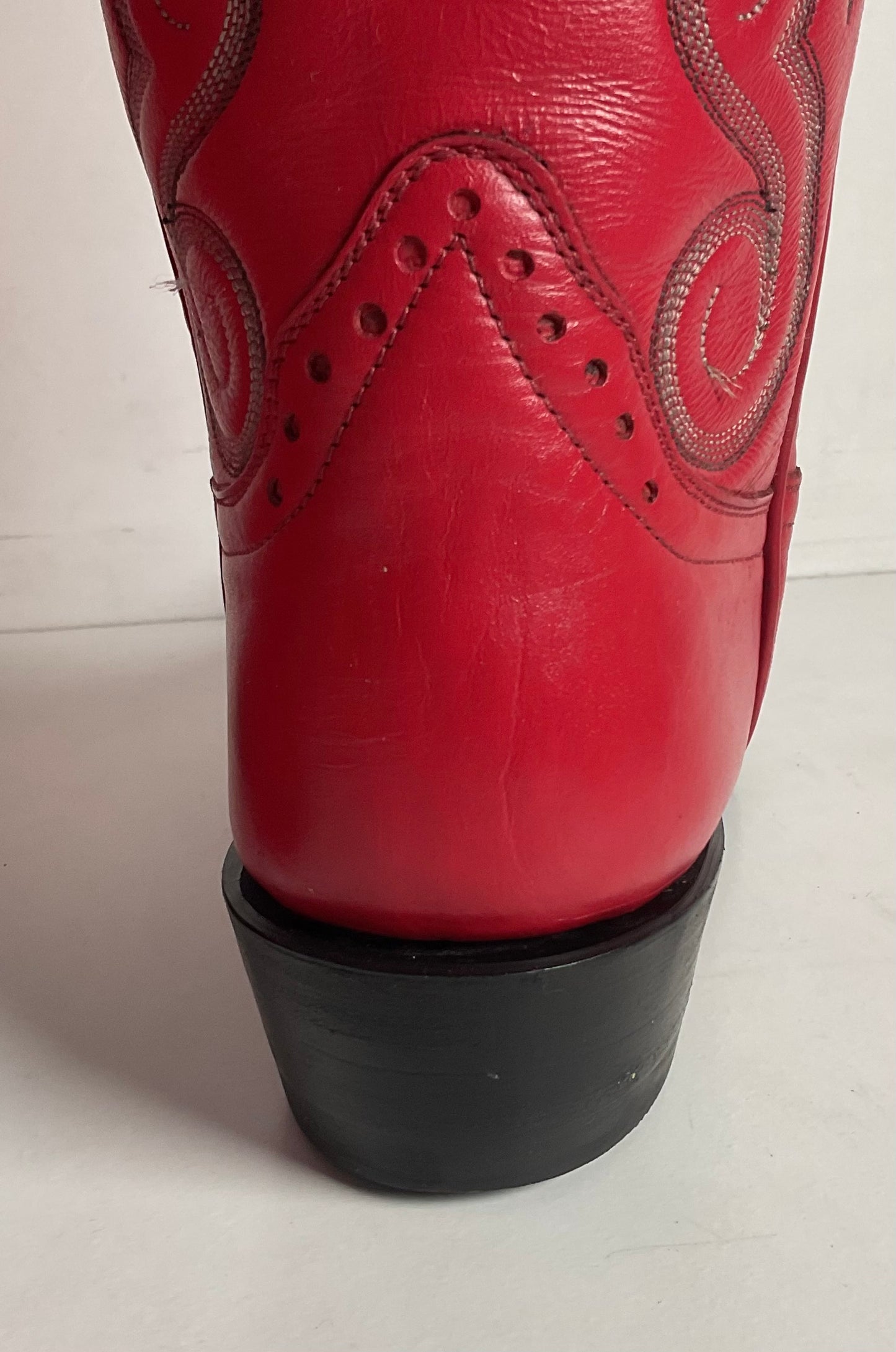 Honcho Custom Ruby Red Cowgirl Boots 8 A USA Made Scallop Top