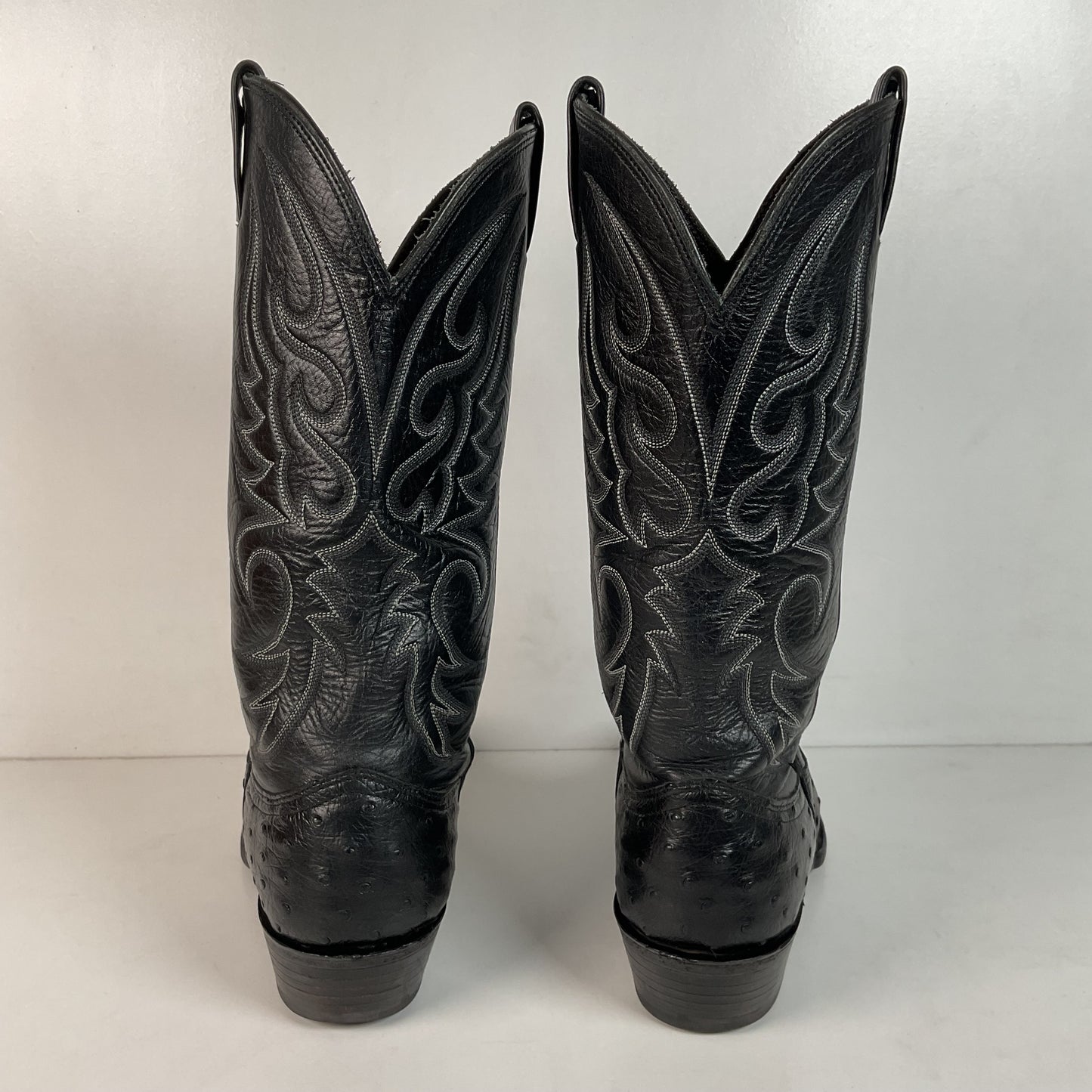 Larry Mahan Black Full Quill Ostrich Cowboy Boots 8 E USA Made