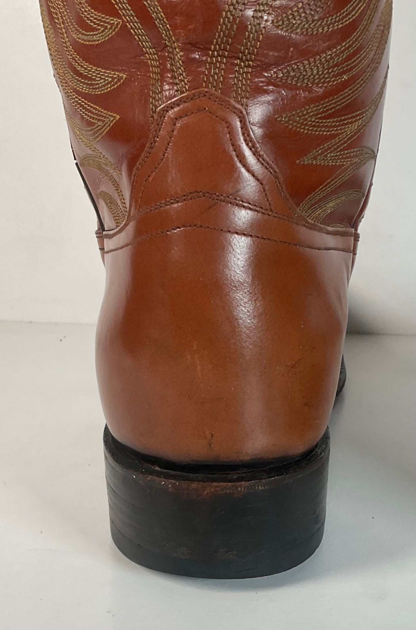 Vintage 1970s Dan Post Whip Stitch Cowboy Boots 9 D Stove Pipe