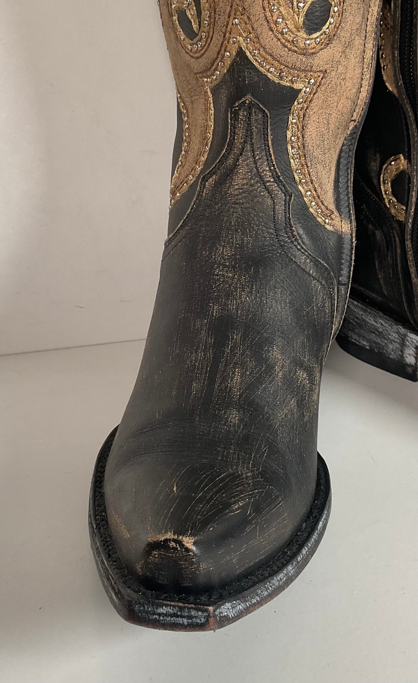 Old Gringo Western Zipper Boots 8 B Cowgirl Tooled Overlay