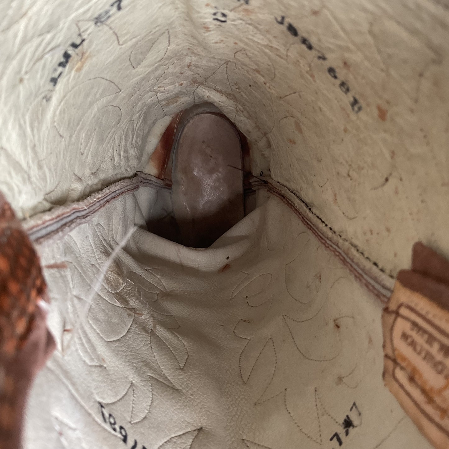Vintage Larry Mahan Tall Cowgirl Boots 7 B Tooled Snakeskin Inlay