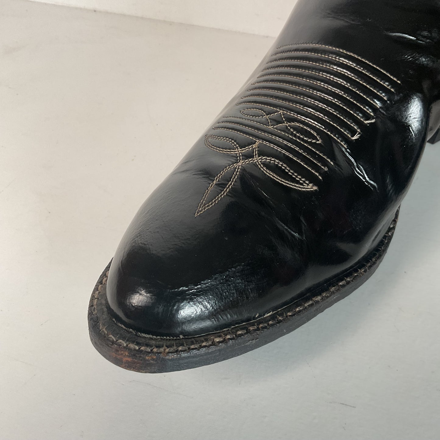 Late 1960s Tony Lama Patent Leather Cowboy Boots 10.5 D Glossy USA Made