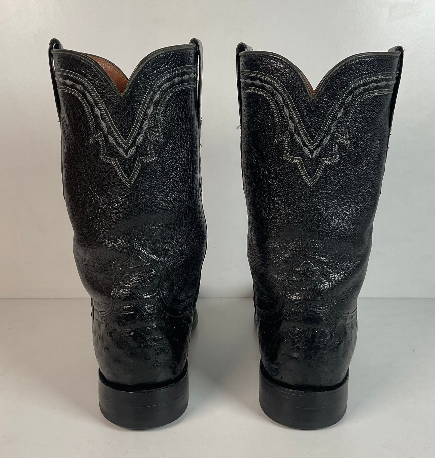 Lucchese 2000 Full Quill Ostrich Roper Boots | Exotic | Black | Men’s 9 D