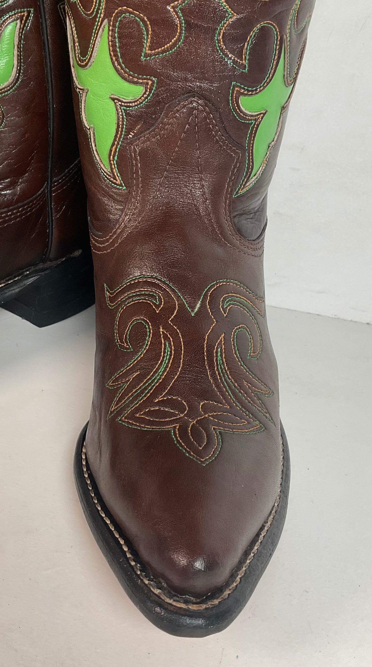 Vintage 1970s Texas Poppy Flower Cowgirl Boots 8 M USA Made