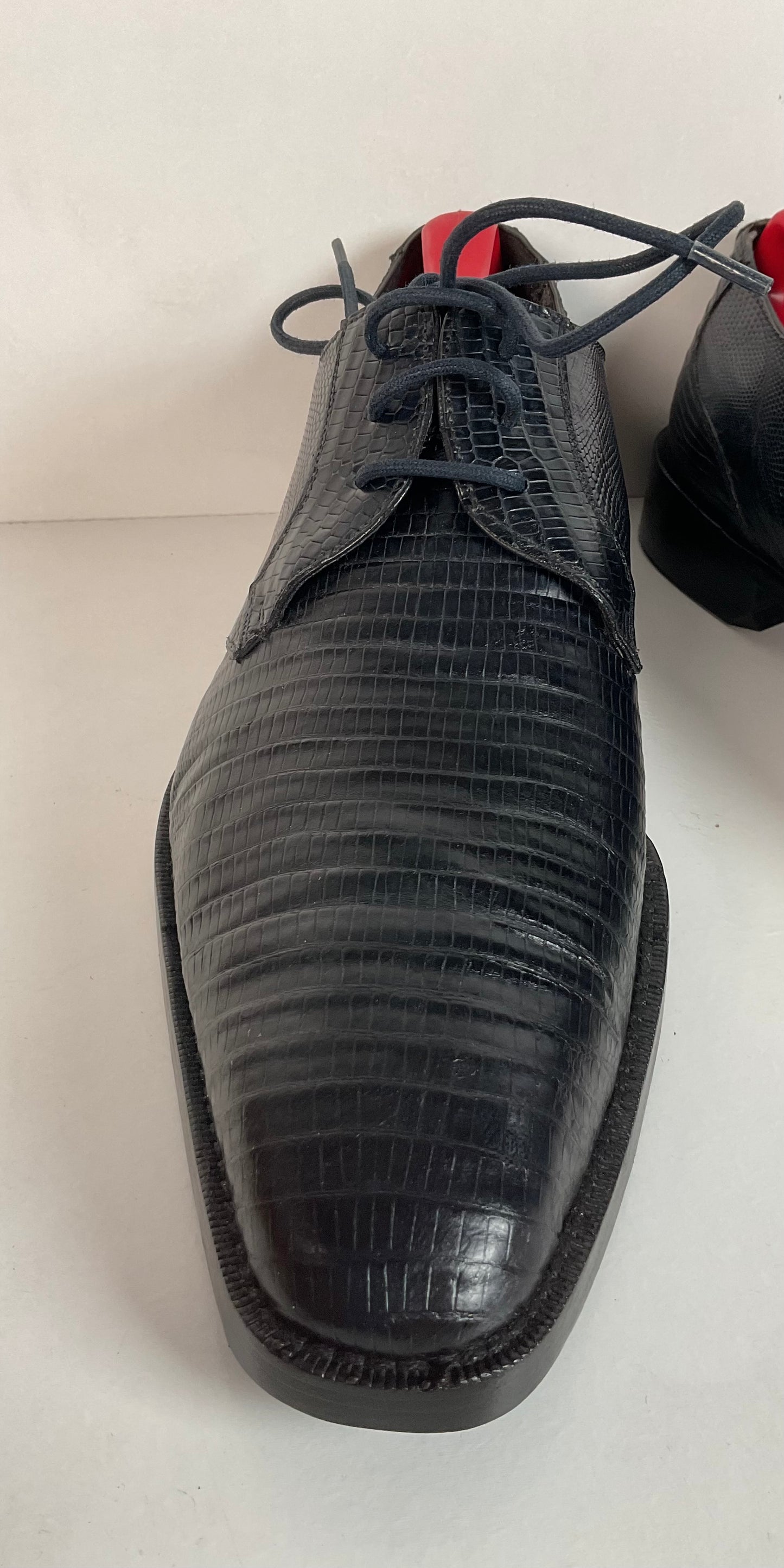 Mezlan Dark Blue Teju Lizard Derby Shoes 9 M Loafer Recraft