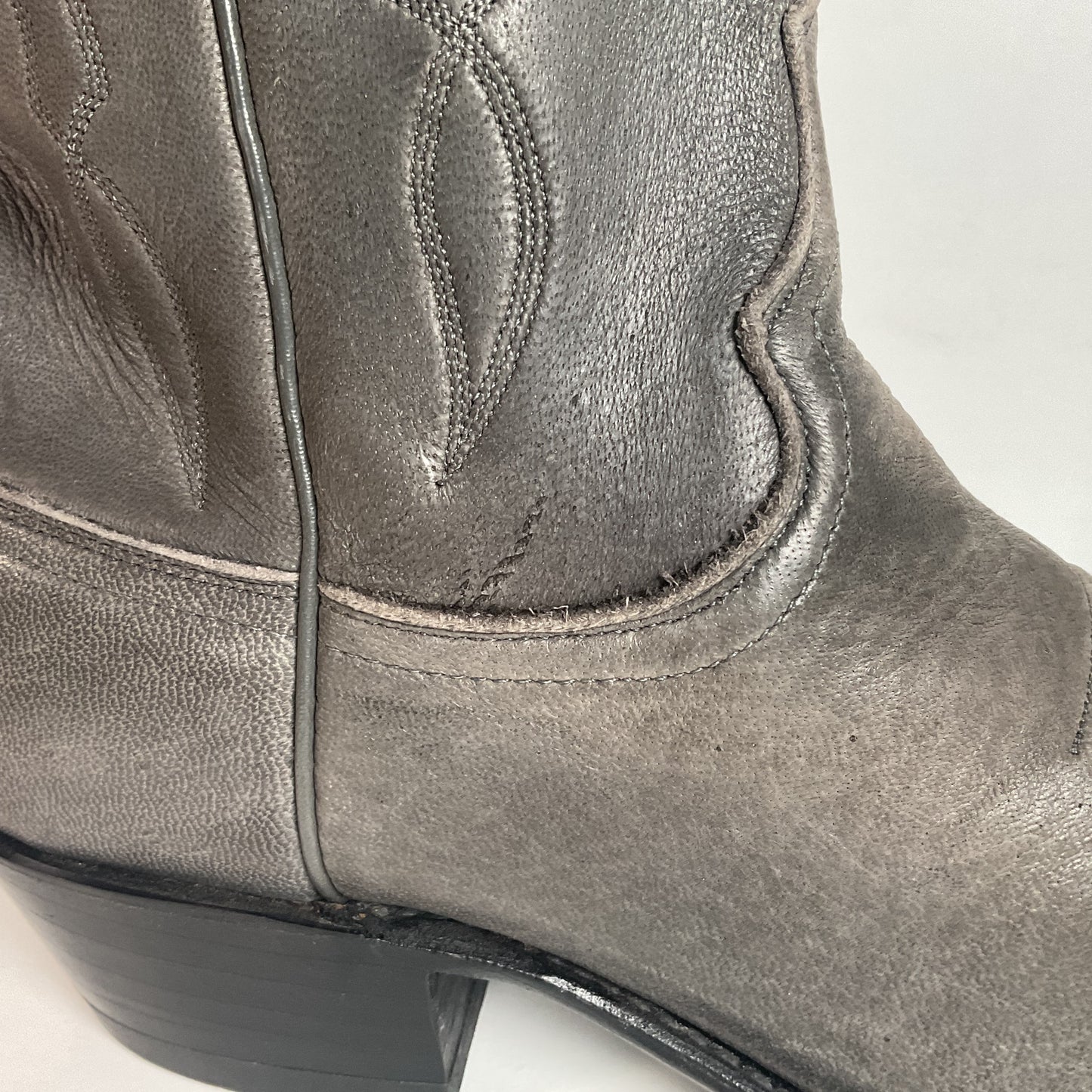 Vintage Dan Post Grey Elk Skin Cowboy Boots 10.5 D USA Made Old Label