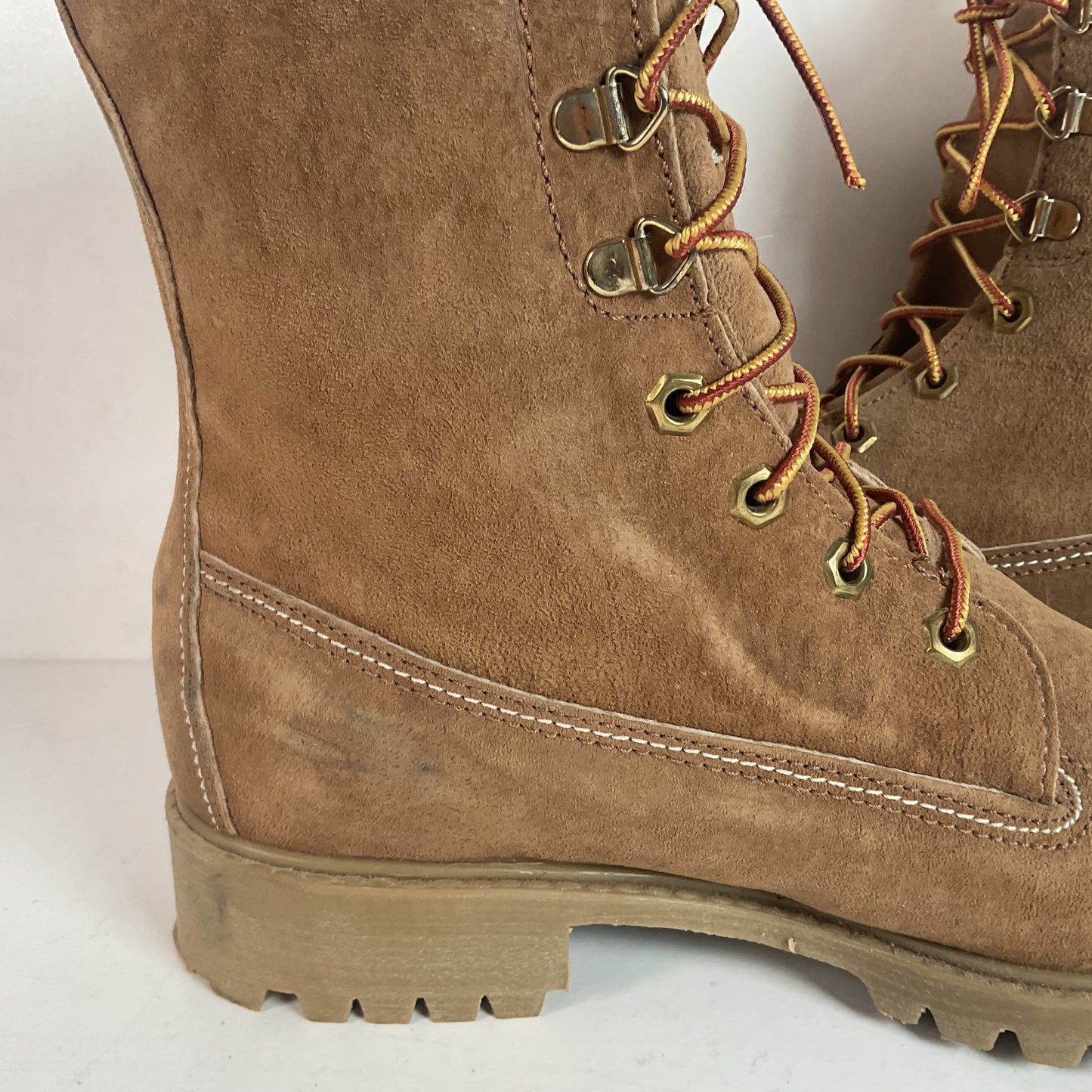 Vintage Wolverine Suede Logger Boots 8 E USA Made Winter Insulated