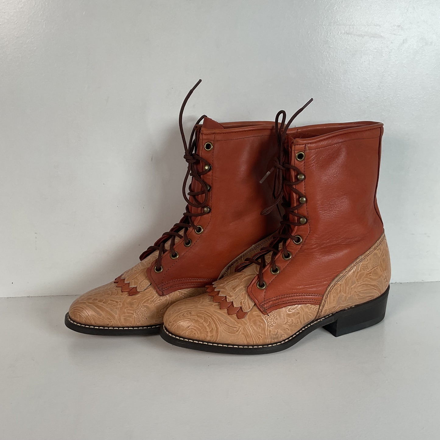 Vintage Laredo Women’s Kiltie Packer Boots 8 M Granny Tooled