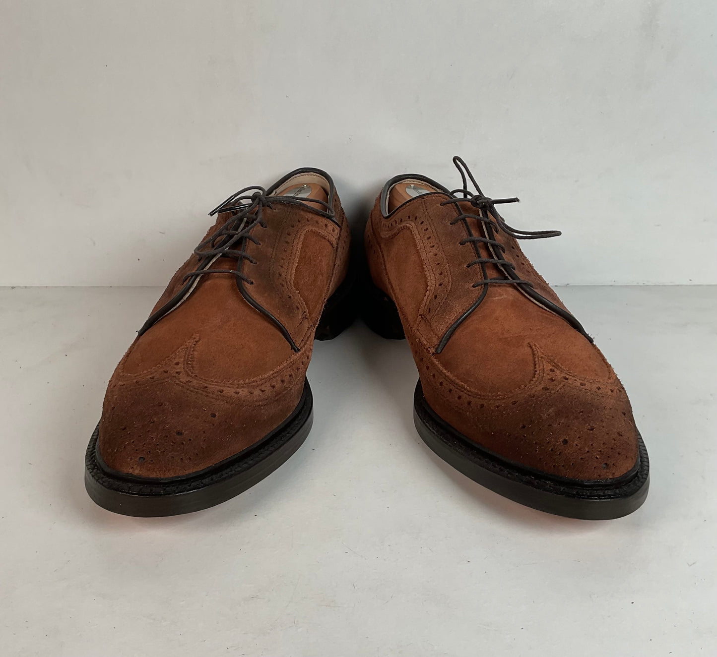 Vintage Allen Edmonds Suede Derby Shoes 11 D Long Wing Gunboat