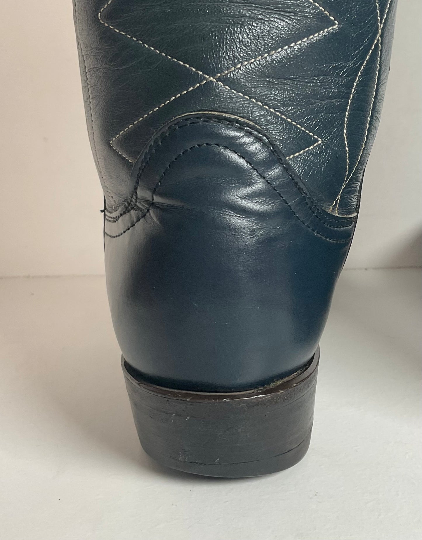 Vintage Tony Lama Navy Blue Cowgirl Boots 5.5 B Gold Label Lizard Wingtip
