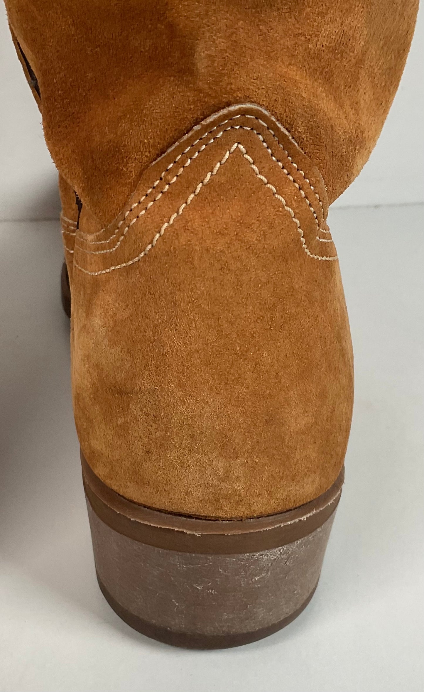 Vintage Wolverine Full Suede Cowgirl Boots 8 M Harvest Wheat Vibram