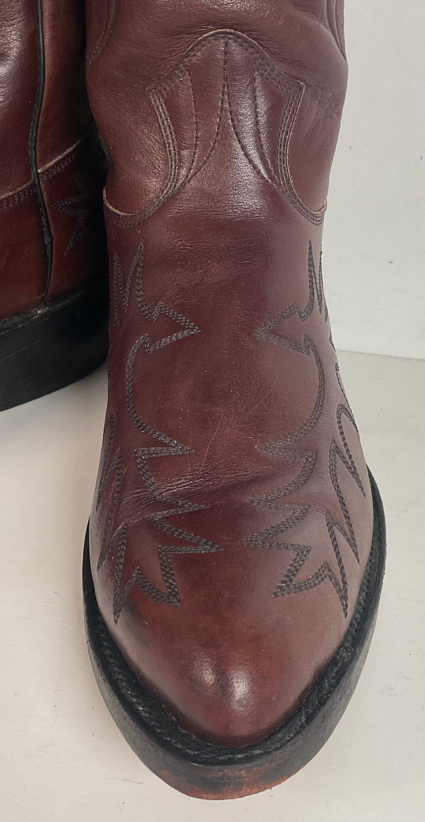 Vintage Stewart Boot Company Tall Cowgirl Boots 10 Narrow Romero Cloth Pulls