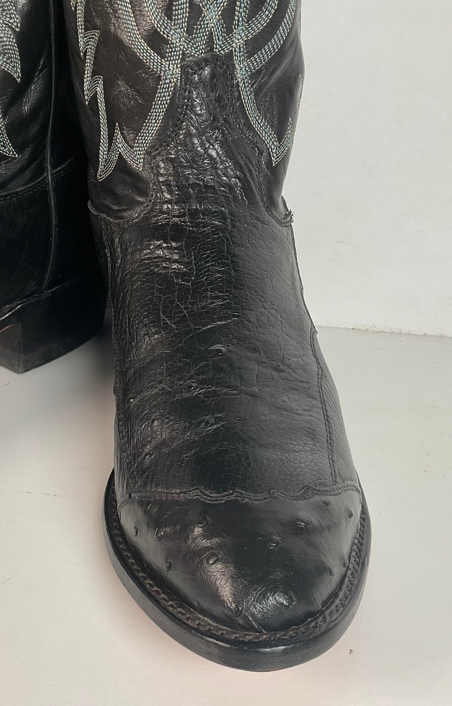 Tony Lama Smooth, Pin Quill Ostrich Cowboy Boots 8.5 EE Wingtip Exotic USA