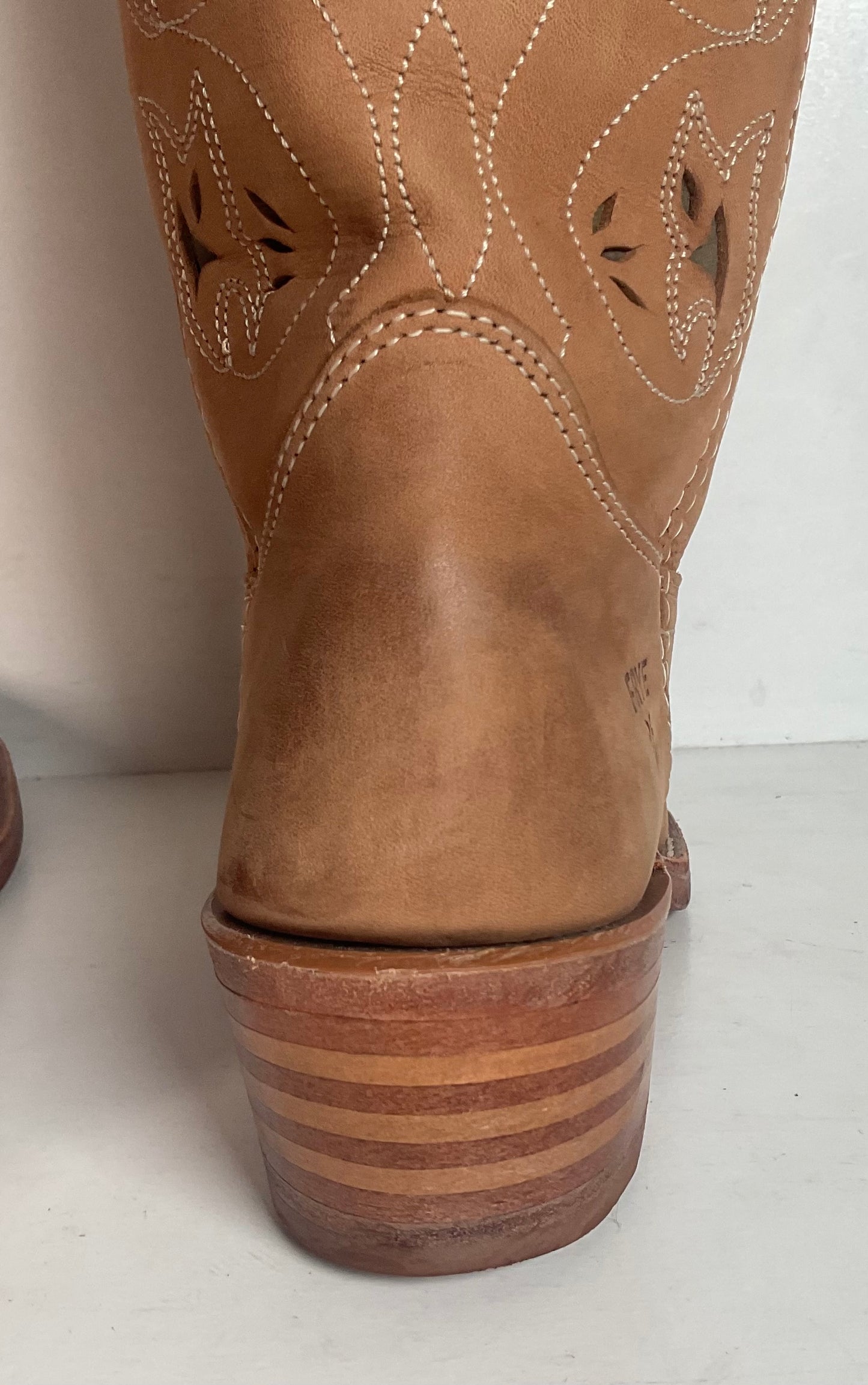 Frye Austin Cowgirl Boots 6 M Tooled Flower Inlay USA Made