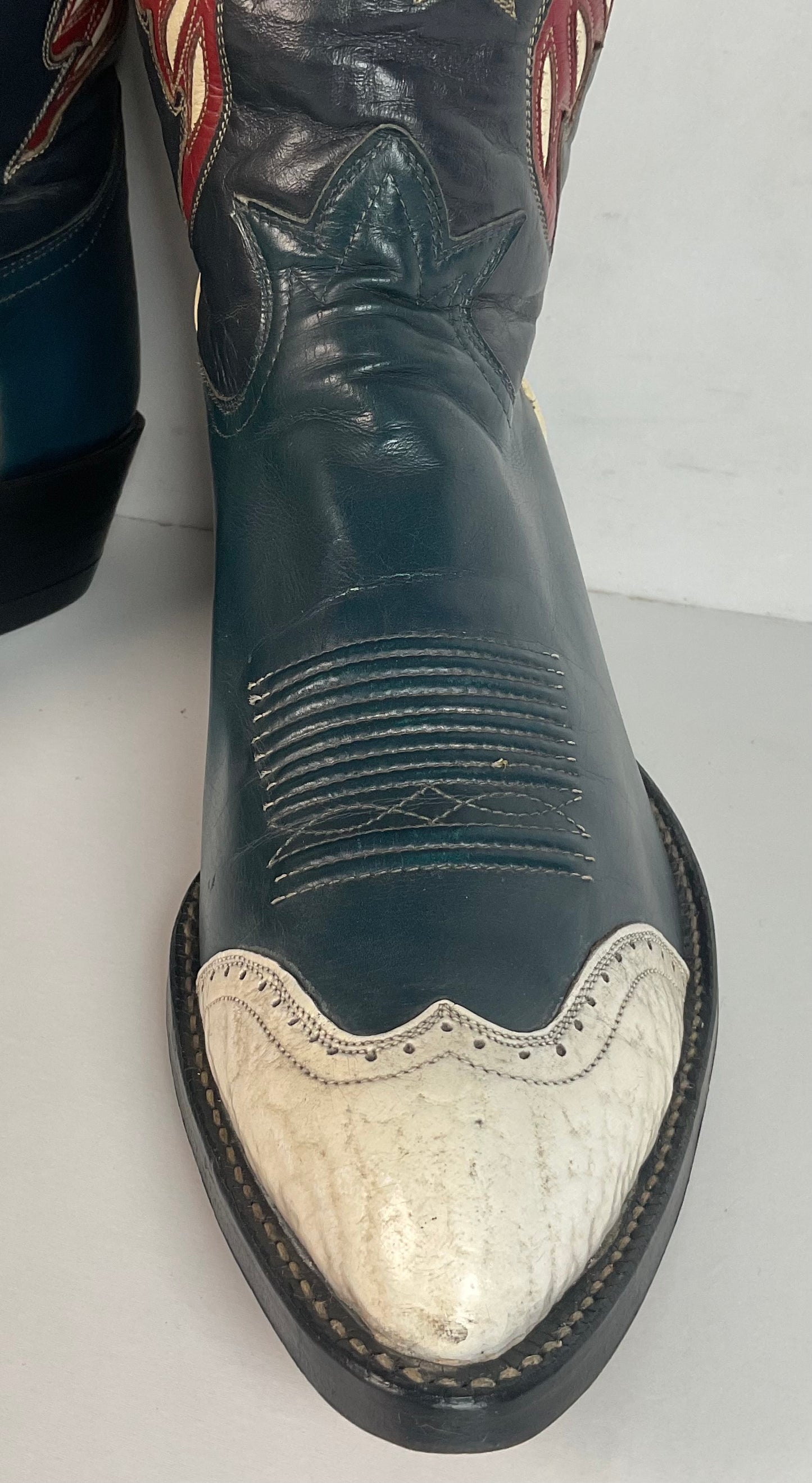 Vintage Tony Lama Bicentennial Thunderbird Cowboy Boots 10 D Gold Label 1776 Walrus Wingtip