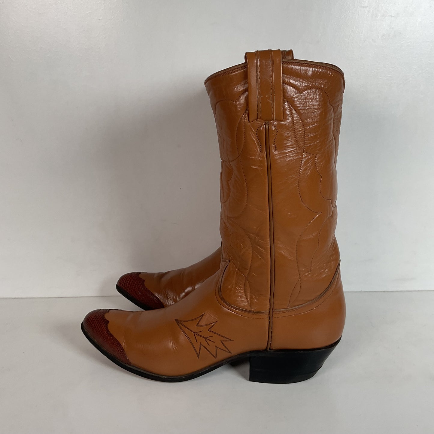Vintage Tony Lama Lizard Wingtip Cowgirl Boots 7 A Black Label