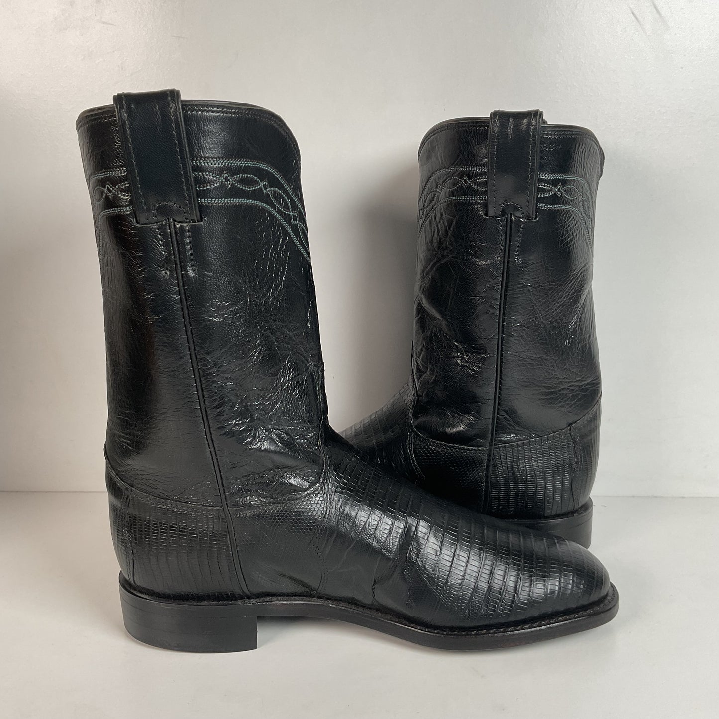 Justin Teju Lizard Cowboy Roper Boots 8 D USA Made