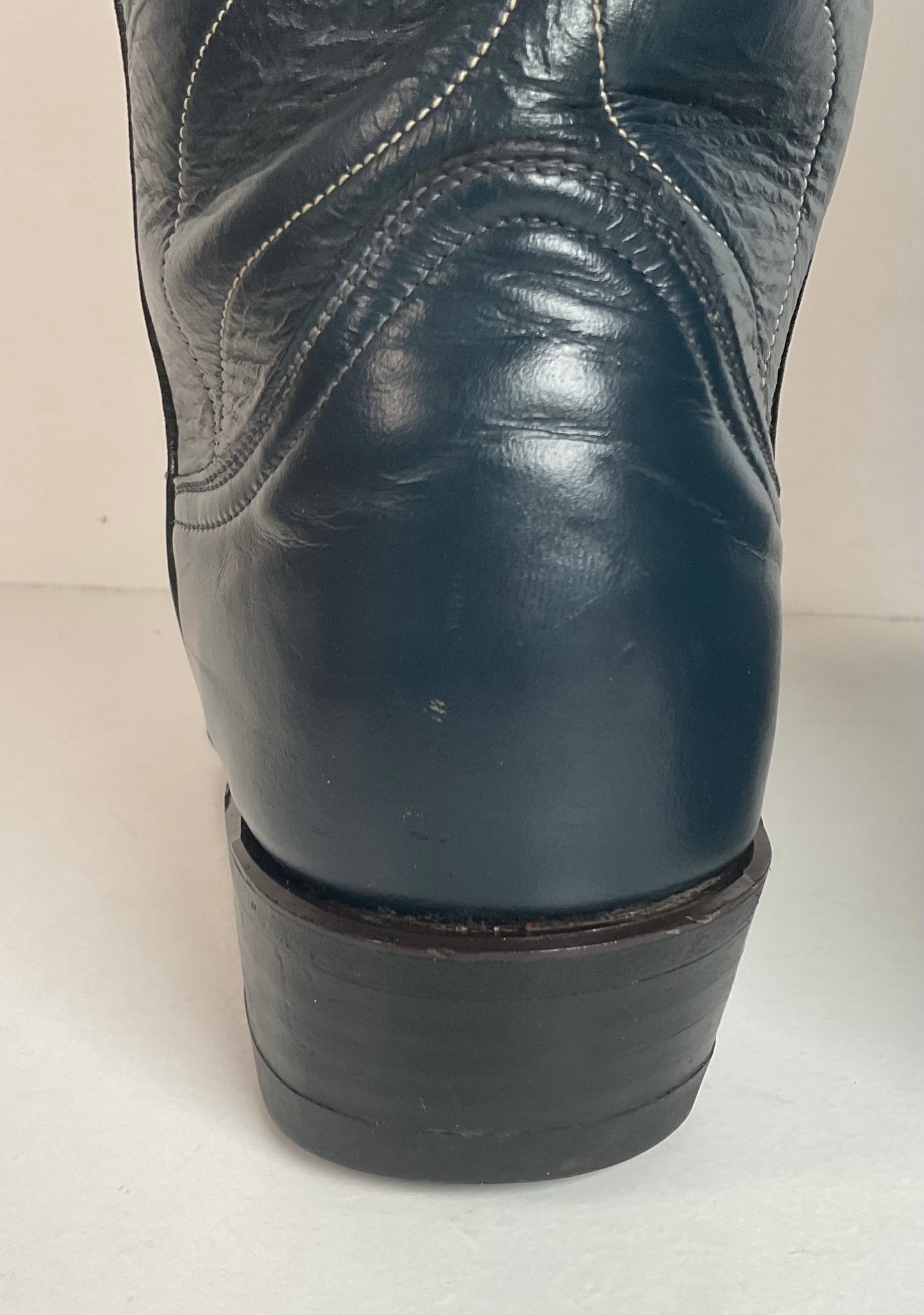 Vintage Tony Lama Navy Blue Cowgirl Boots 6 A Lizard Wingtip