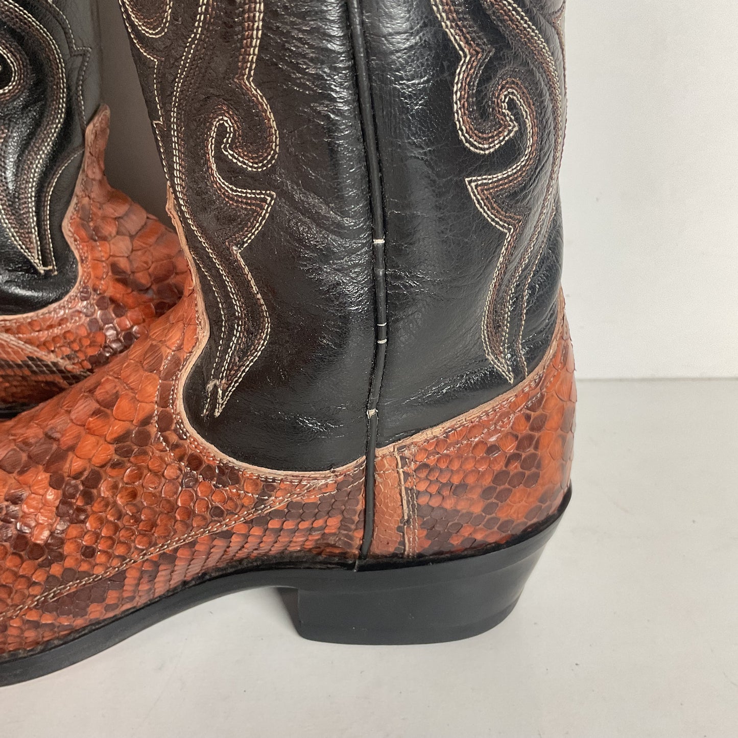 Dan Post Rust Brown Python Snakeskin Cowboy Boots 9 D Back Cut