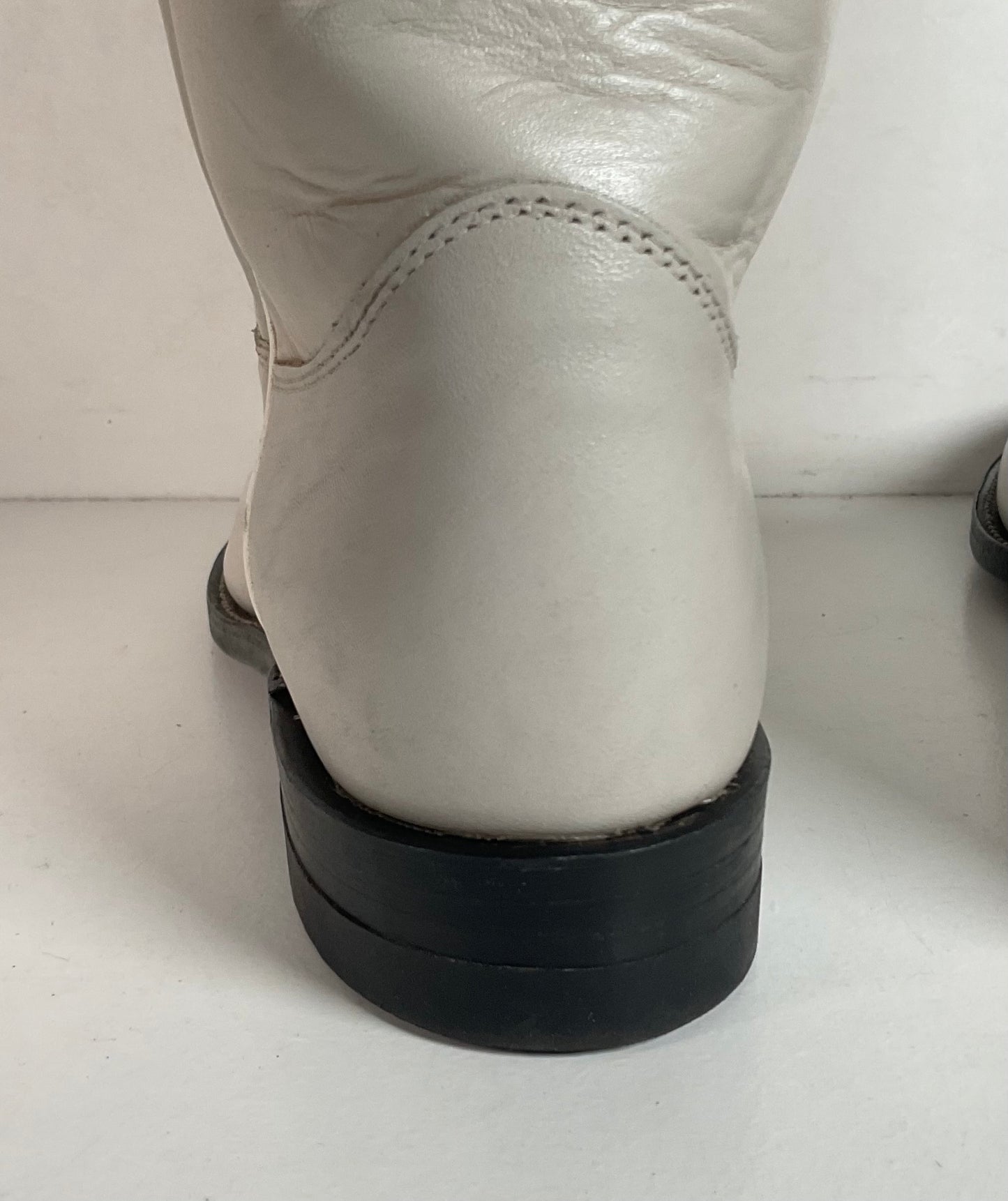 Justin Pearl White Roper Boots 8 C USA Made