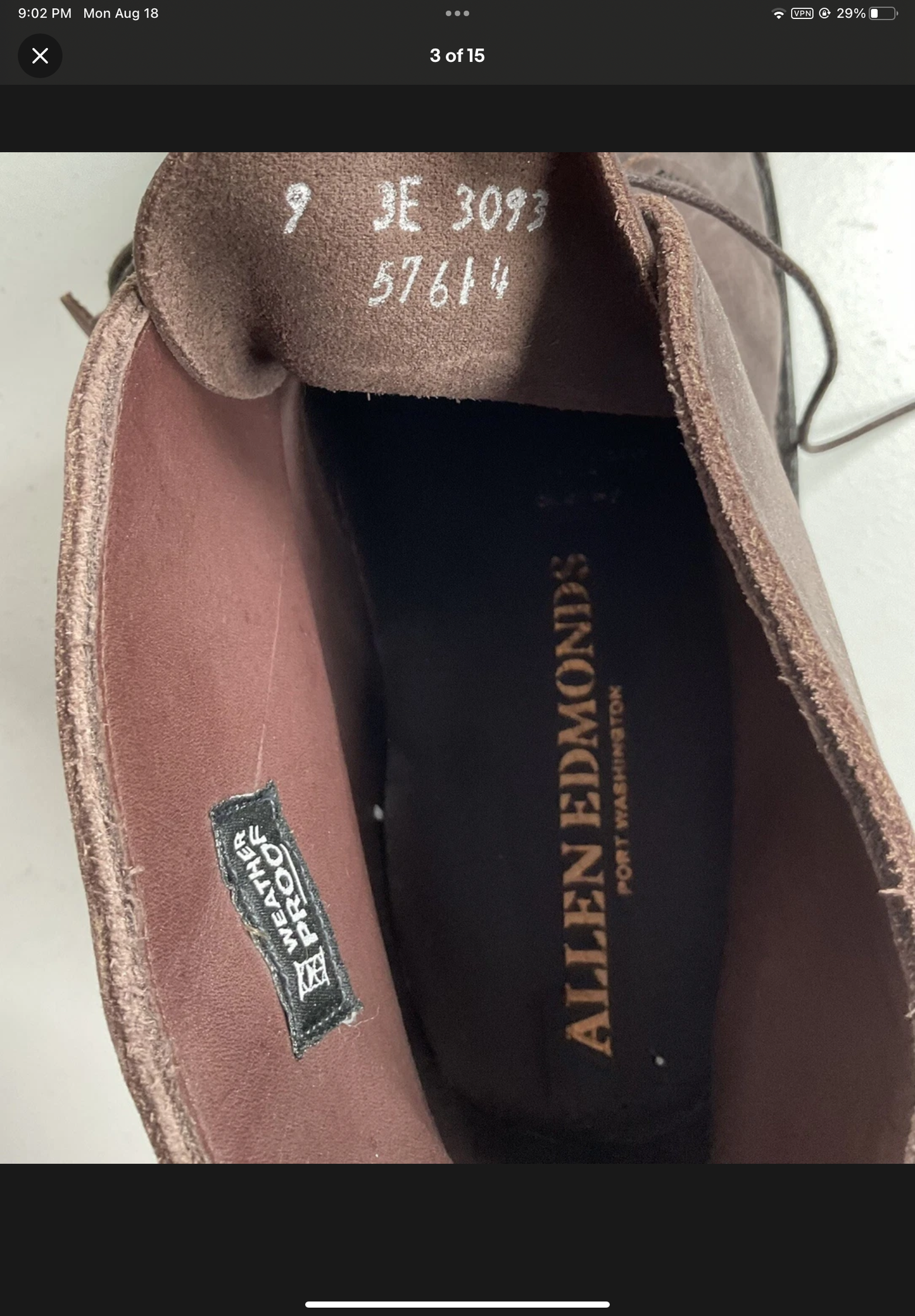 Allen Edmonds Grey Horween Nubuck Chukka Boots 9 3E Survey Port Washington