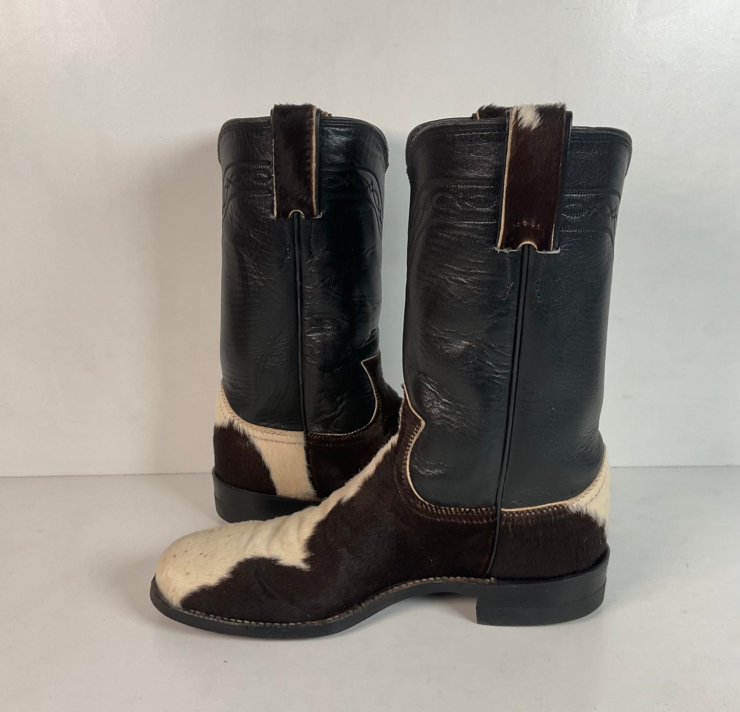 Justin Calf Hair On Cow Hide Pony Cowgirl Roper Boots 6 B Western USA Made