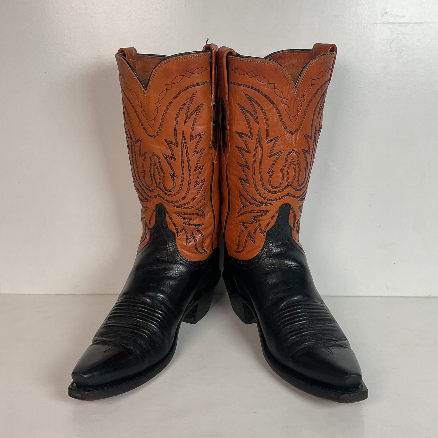Lucchese 1883 Leather Cowgirl Boots 6.5 B Stitched Rust Brown
