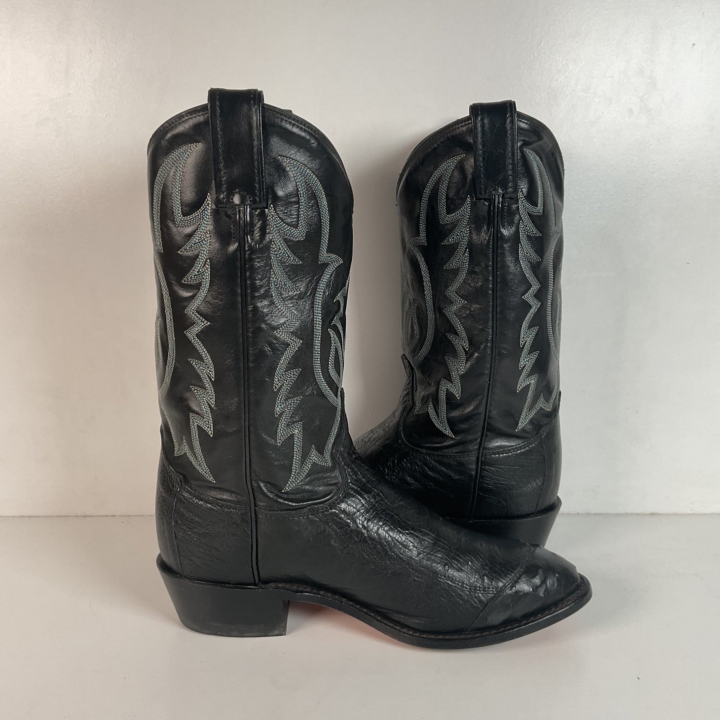 Tony Lama Smooth, Pin Quill Ostrich Cowboy Boots 8.5 EE Wingtip Exotic USA