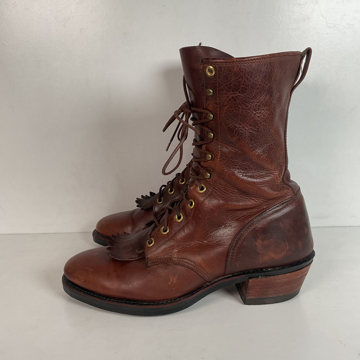 Vintage J. Chisholm Kiltie Packer Boots 10 D USA Made Soft Toe