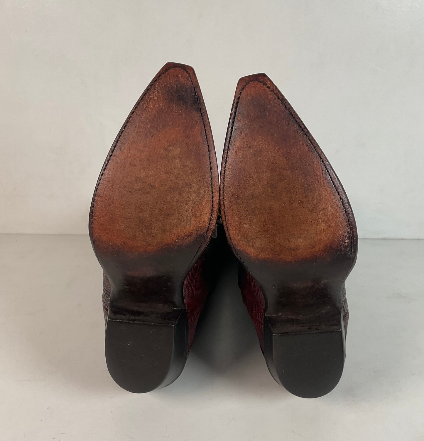 Vintage Nocona Plum Leather Cowgirl Boots 4 B Lizard Vamp