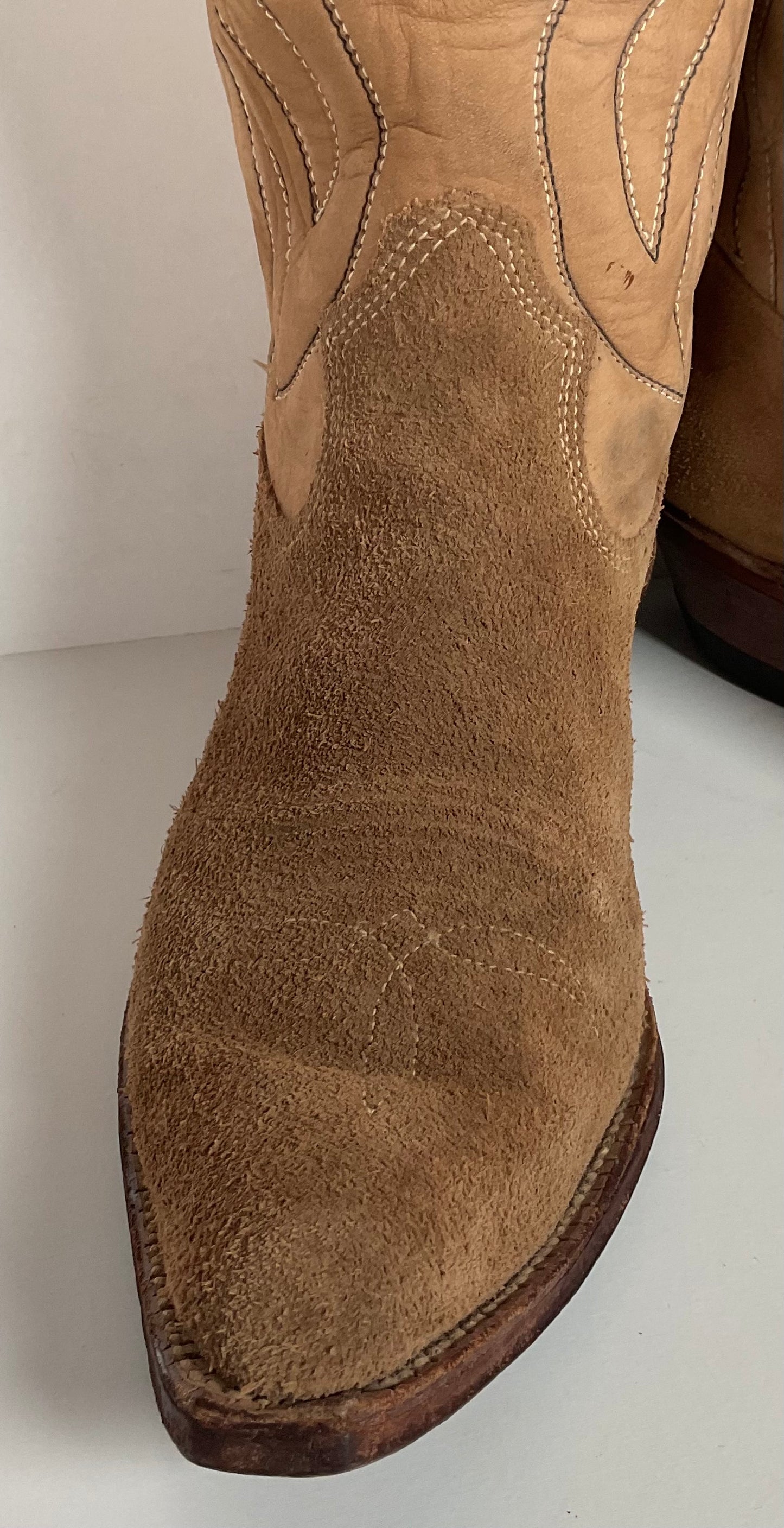 Vintage 1960s Rough Out Suede Cowboy Boots 10 D USA Made
