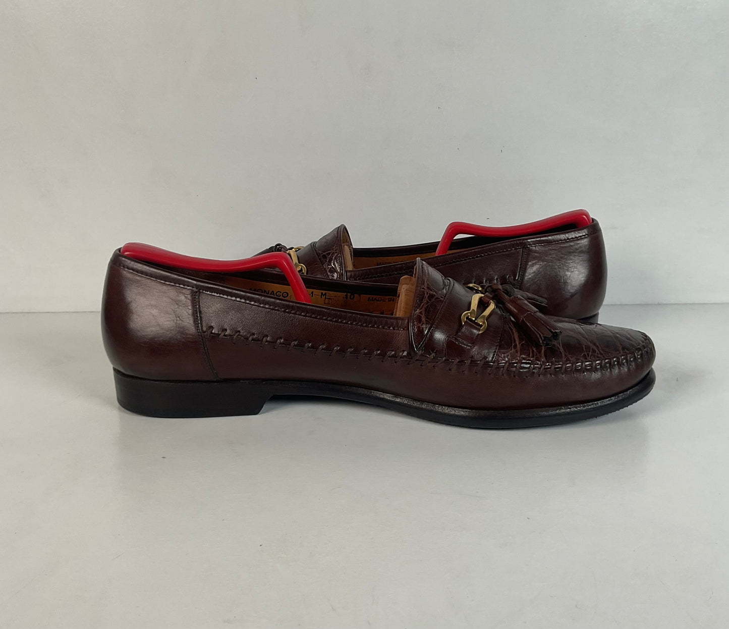Recrafted Mezlan Crocodile Tassel Loafers 10 M Moc Toe
