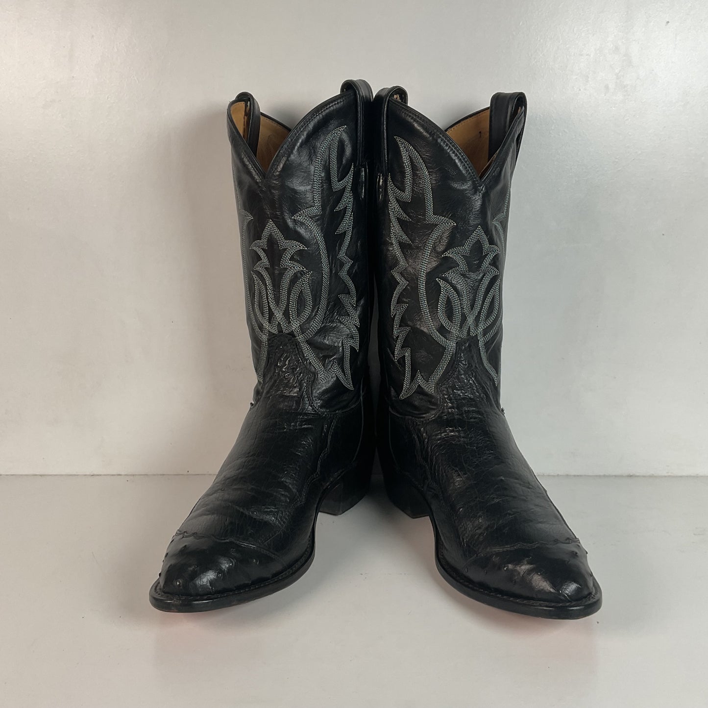 Tony Lama Smooth, Pin Quill Ostrich Cowboy Boots 8.5 EE Wingtip Exotic USA