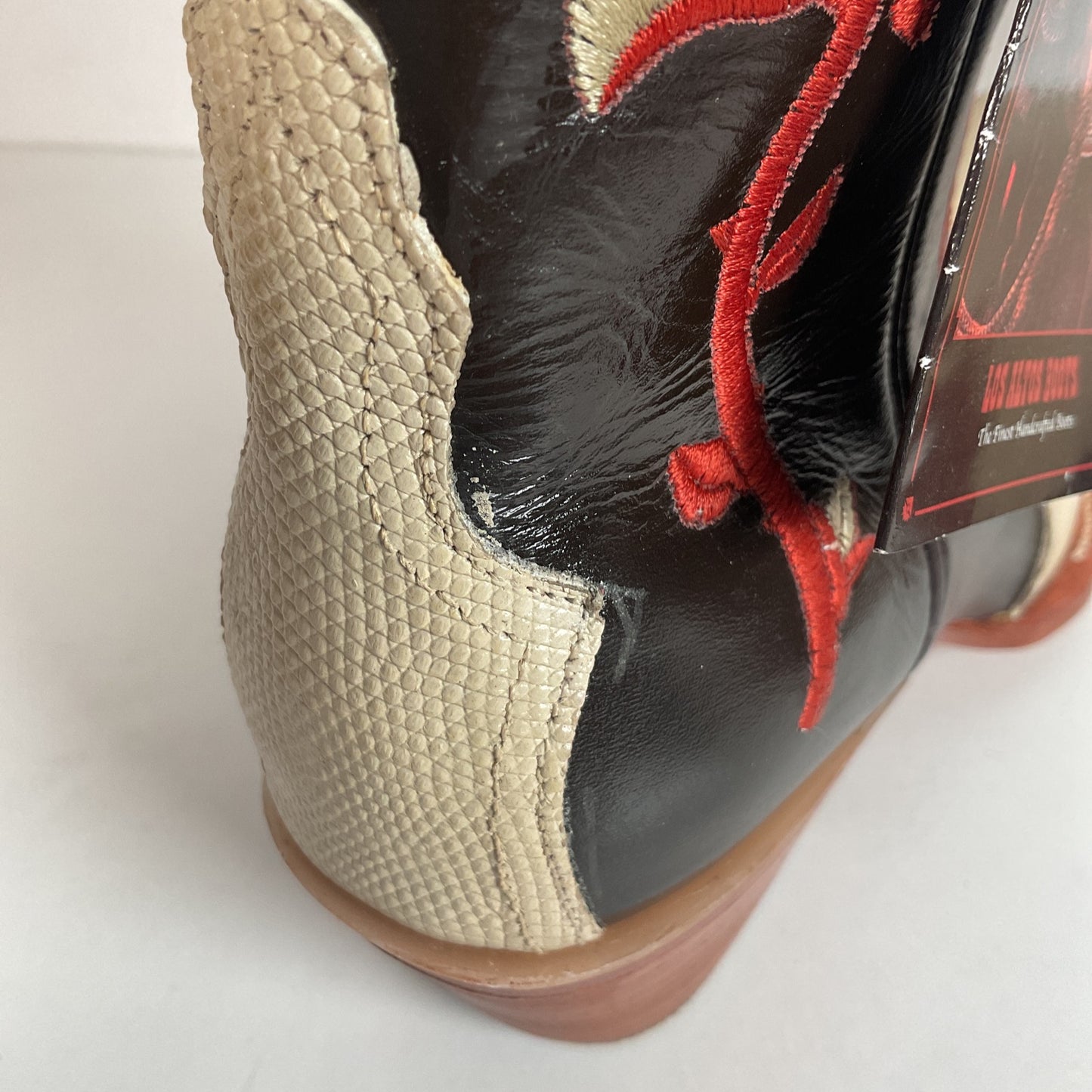Los Altos Tulip Flower Cowgirl Boots 8 M Crème Lizard Vamp