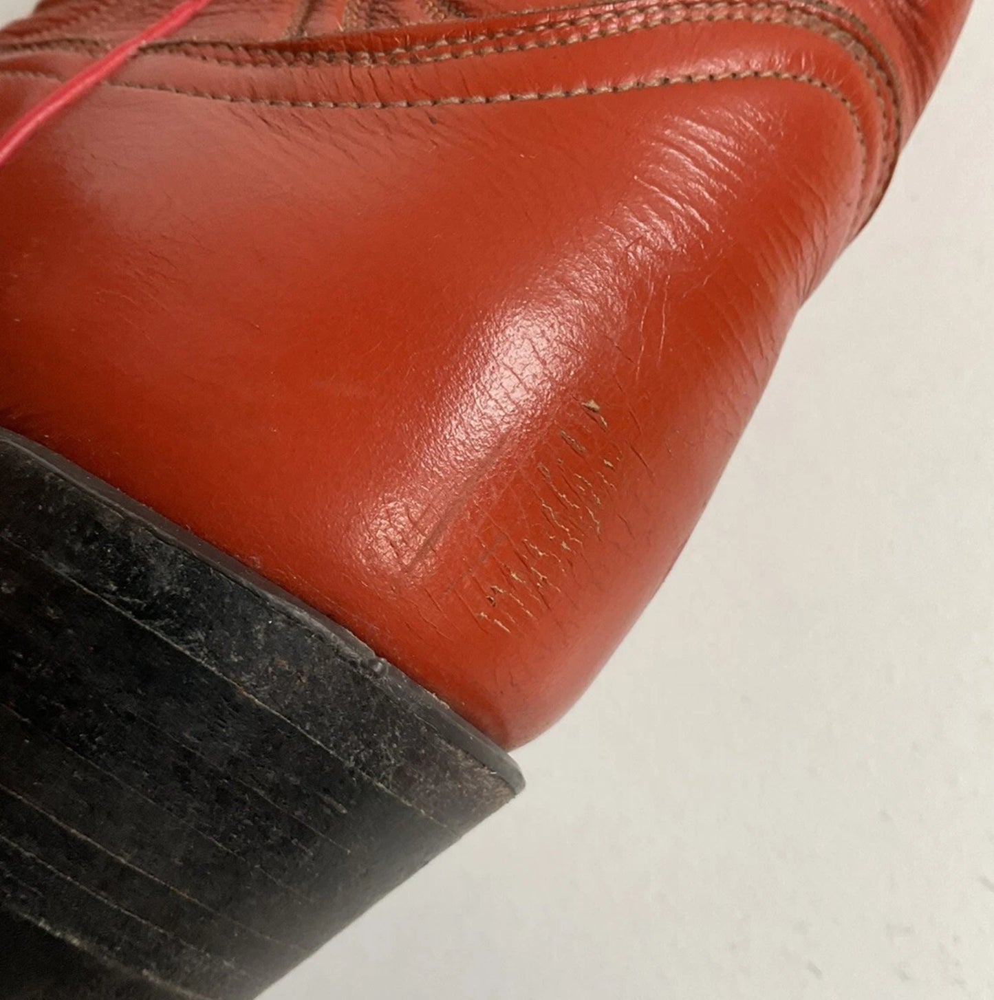 Vintage Tony Lama Burnt Orange Cowgirl Boots 6.5 C Tooled Inlay