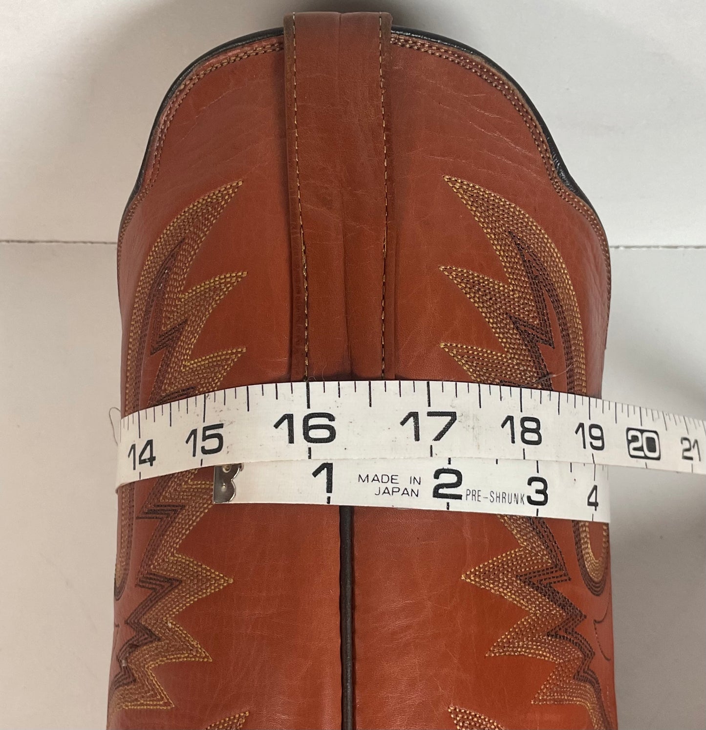 Rios of Mercedes Brown Calfskin Leather Cowboy Boots 13 A (Extra Narrow) Thrashed