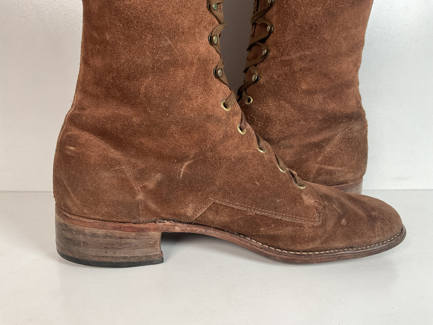 Vintage 1960s Men’s Suede Lace Up Snake Boots 12 D USA Made