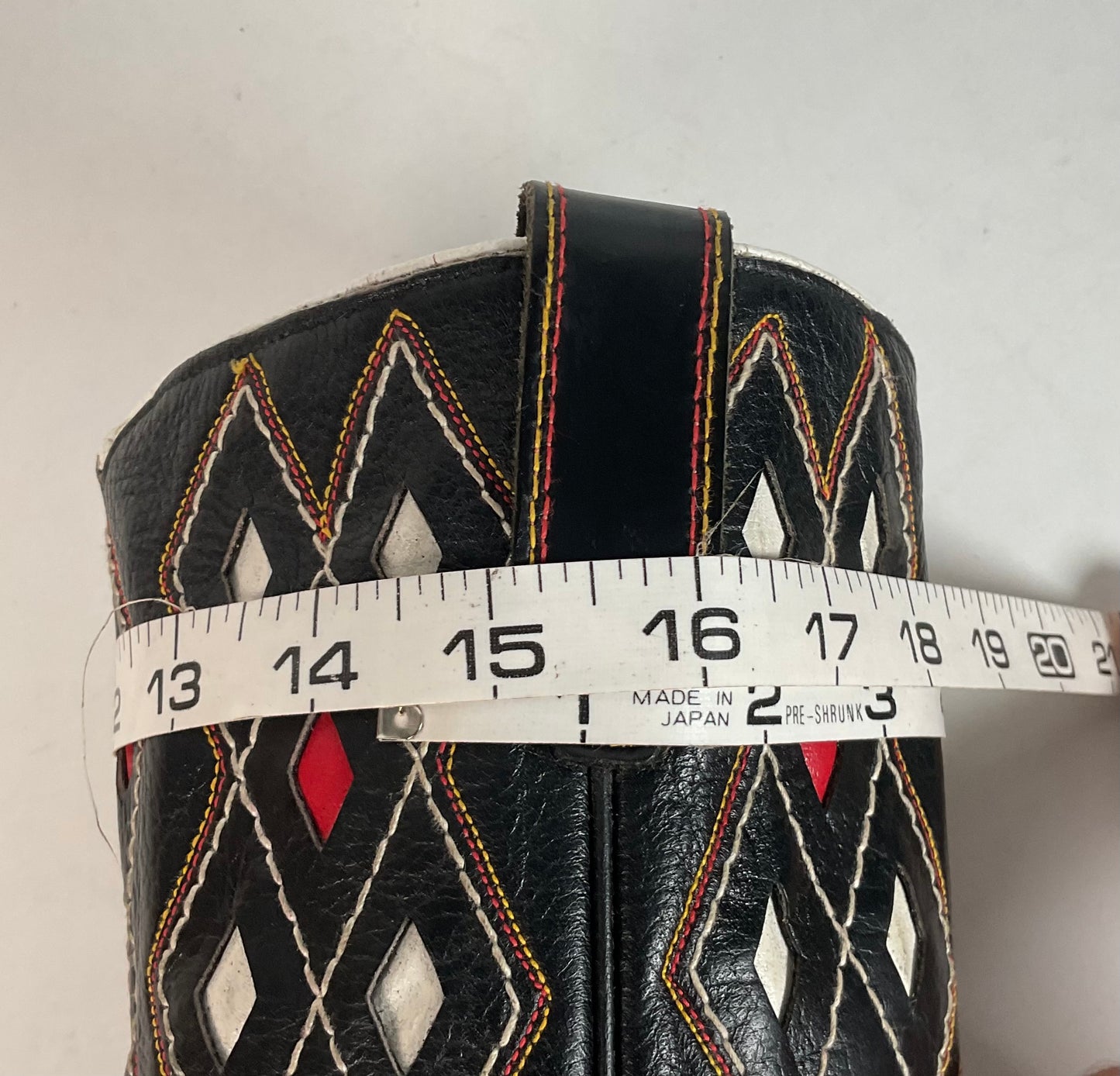 Vintage 1960s ACME Tooled Diamond Inlay Leather Cowboy Boots 8 D Old Label USA Made