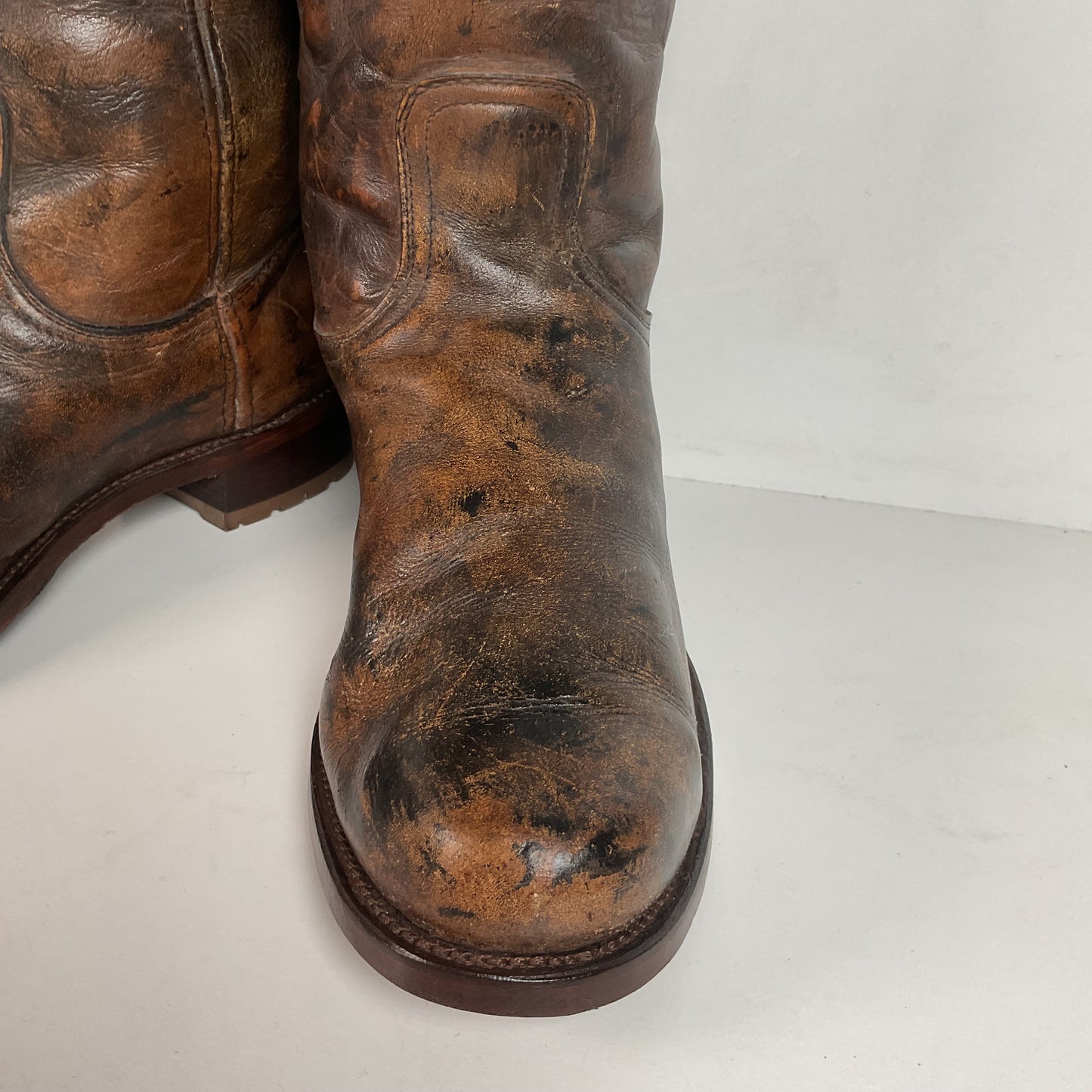 Vintage Frye Men’s 17” Campus Boots 9.5 EE Black Label Distressed Recrafted