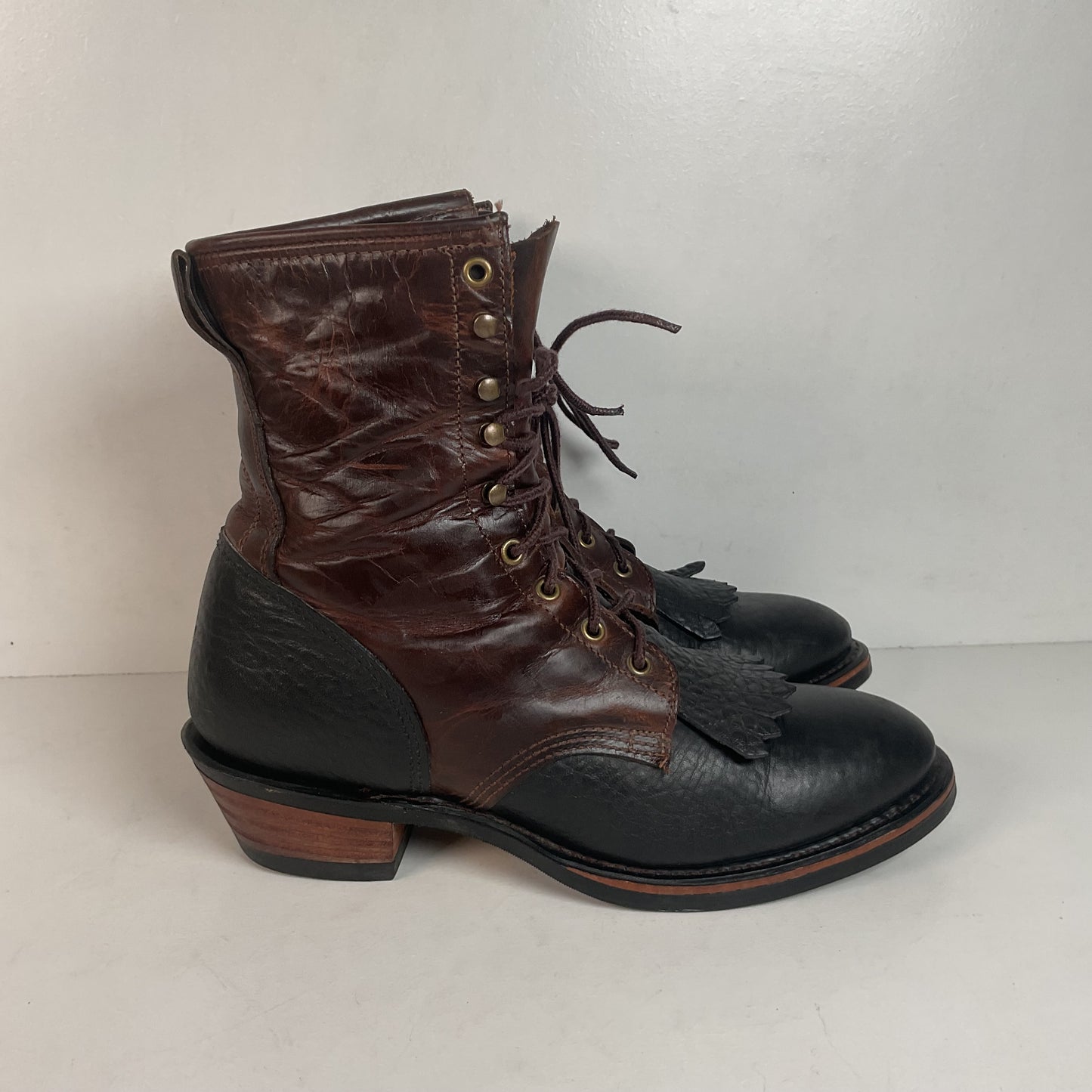 Vintage Durango Kiltie Packer Boots 10.5 D USA Made Bullhide