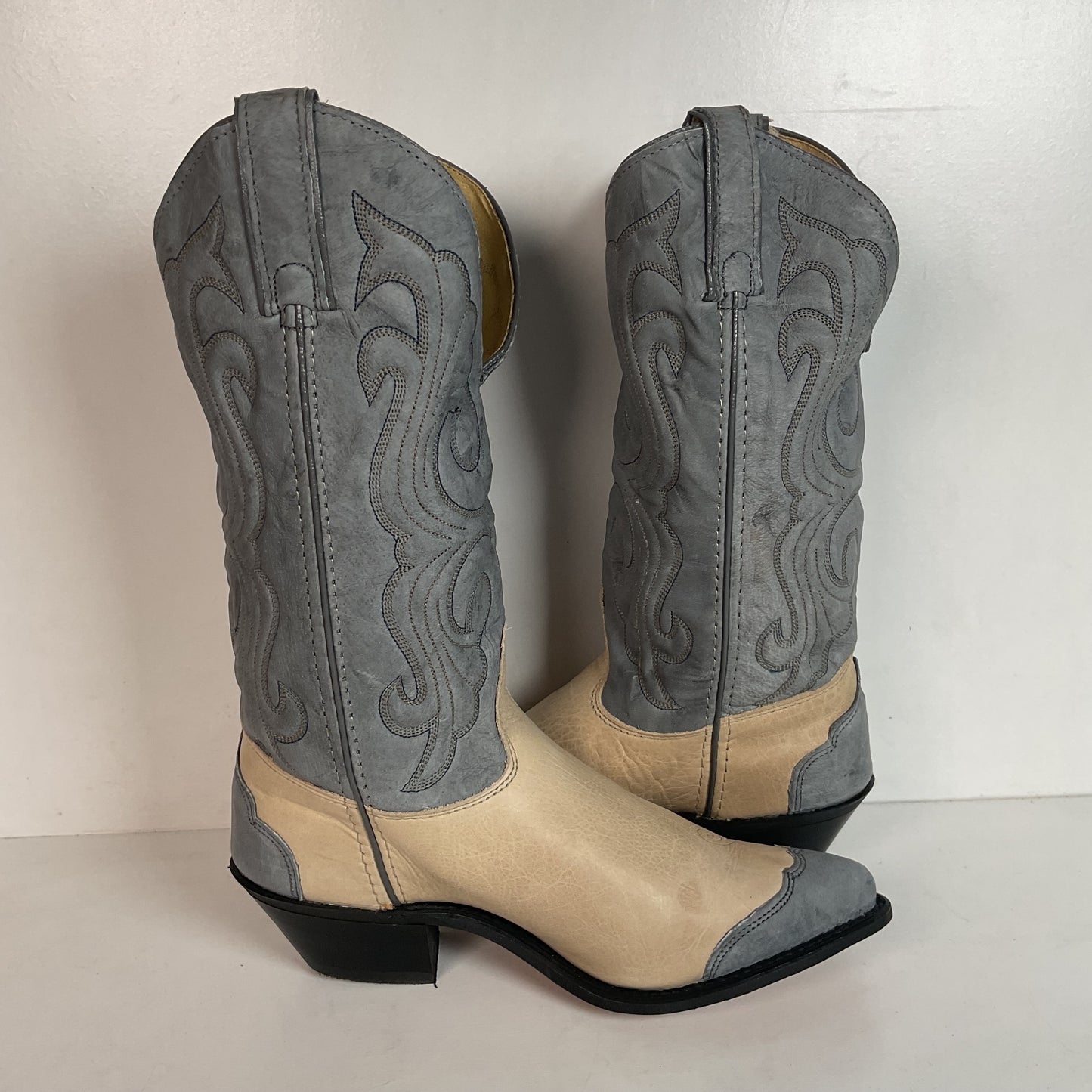 Vintage Wrangler Wingtip Cowgirl Boots 7.5 M Nubuck Suede